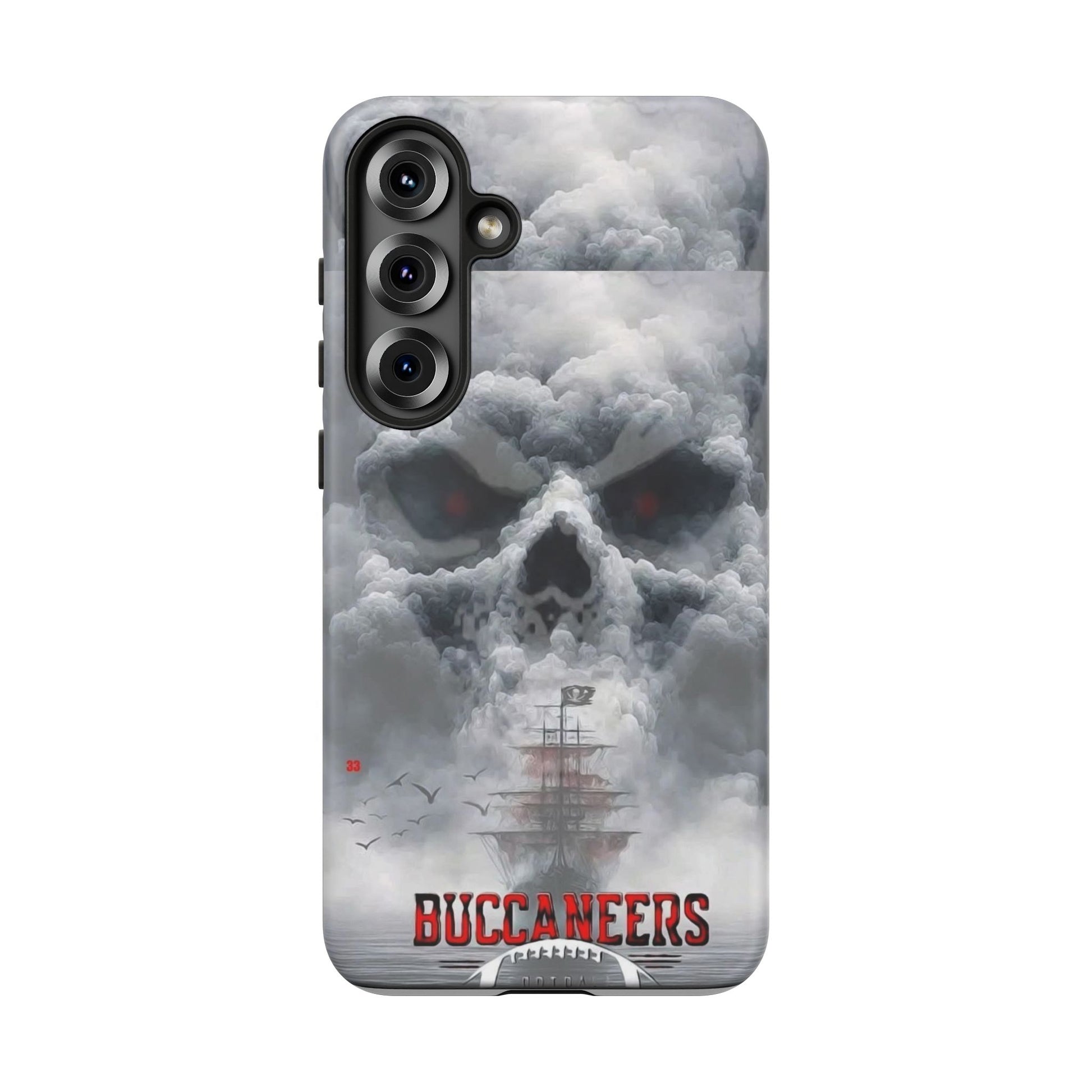 Skull Pirate Ship Football Buccaneers Tough Cases for iPhones, Samsung, and Pixel