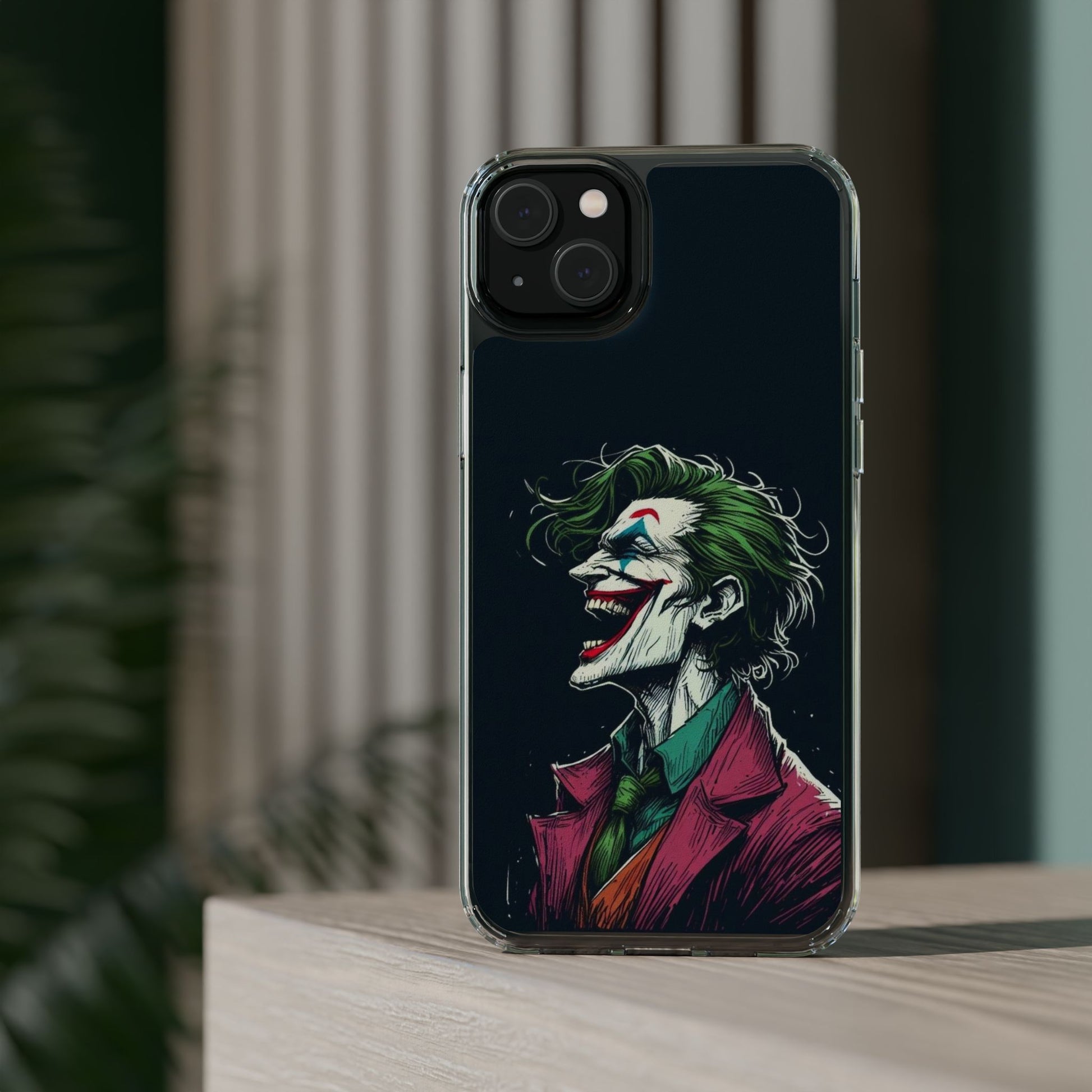 Phone Case, Comic book Inspired Design Joker Laughing, Clear Phone Cover