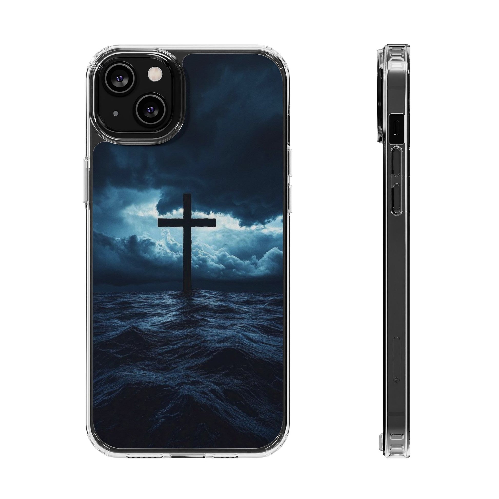 Christian Cross Storm Clear Case - Religious iPhone Samsung Cover, Faith Phone