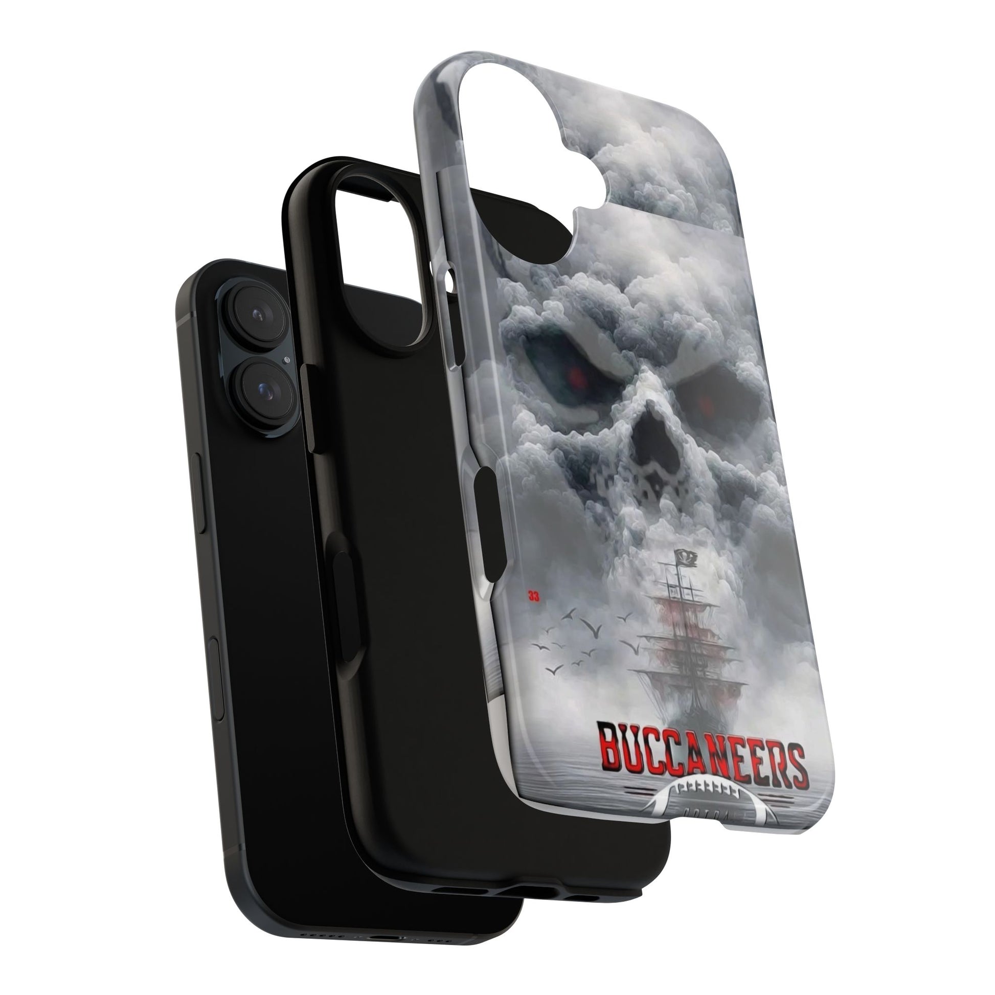 Skull Pirate Ship Football Buccaneers Tough Cases for iPhones, Samsung, and Pixel