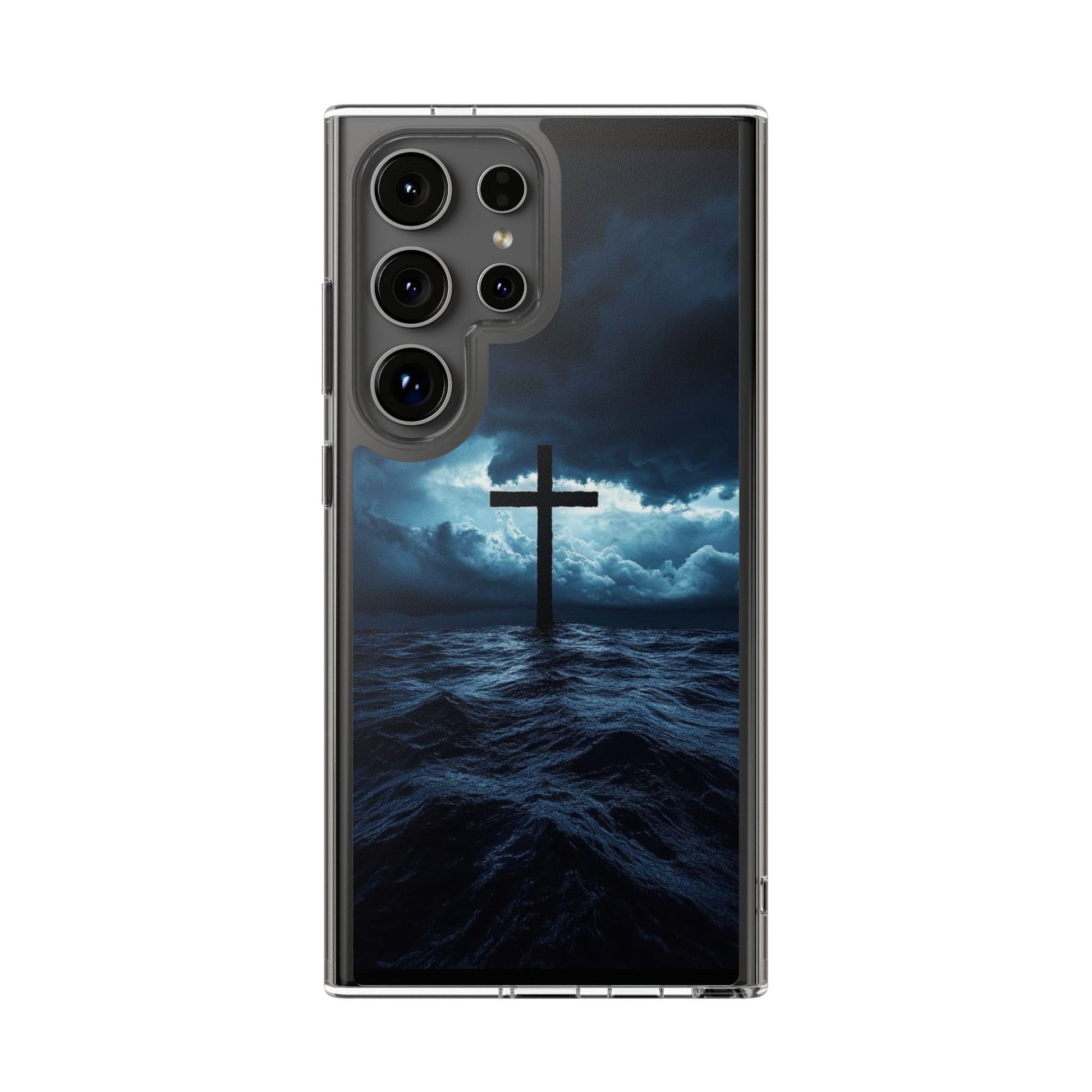 Christian Cross Storm Clear Case - Religious iPhone Samsung Cover, Faith Phone