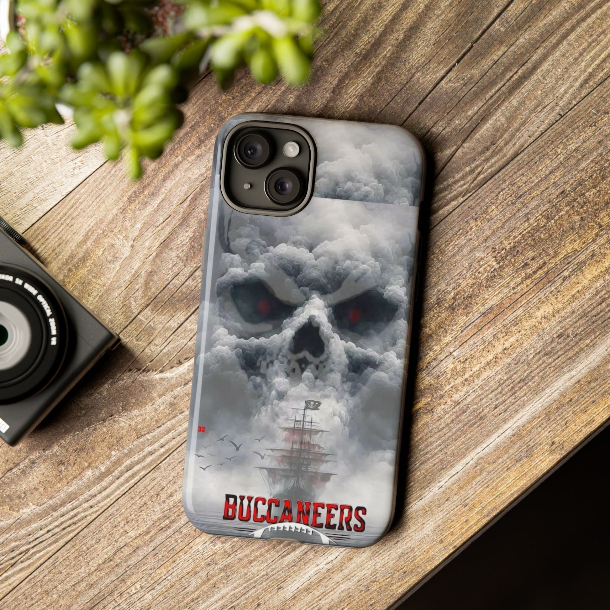 Skull Pirate Ship Football Buccaneers Tough Cases for iPhones, Samsung, and Pixel