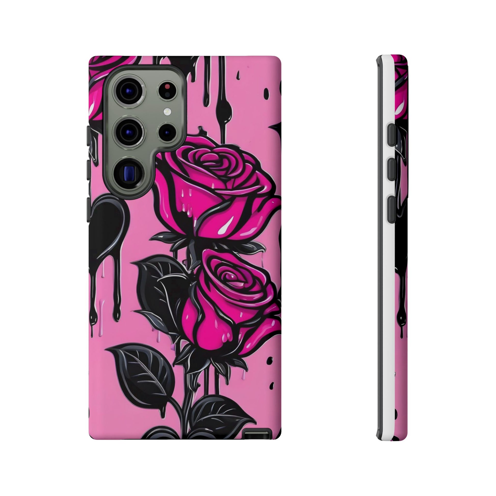 Pink Rose Tough Girly Cases for iPhones, Samsung, and Pixel