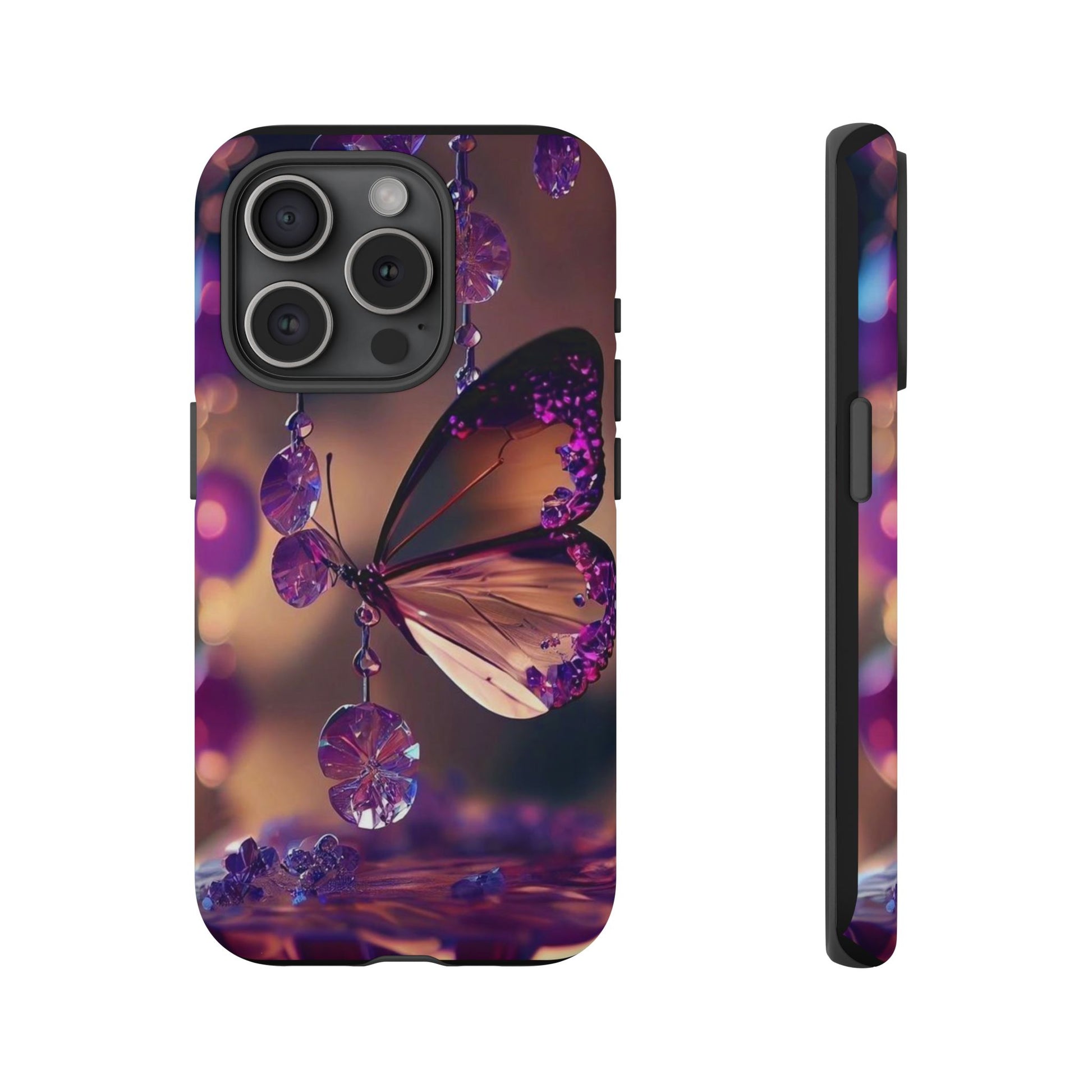 Purple Butterfly Tough Cases for iPhones, Samsung, and Pixel