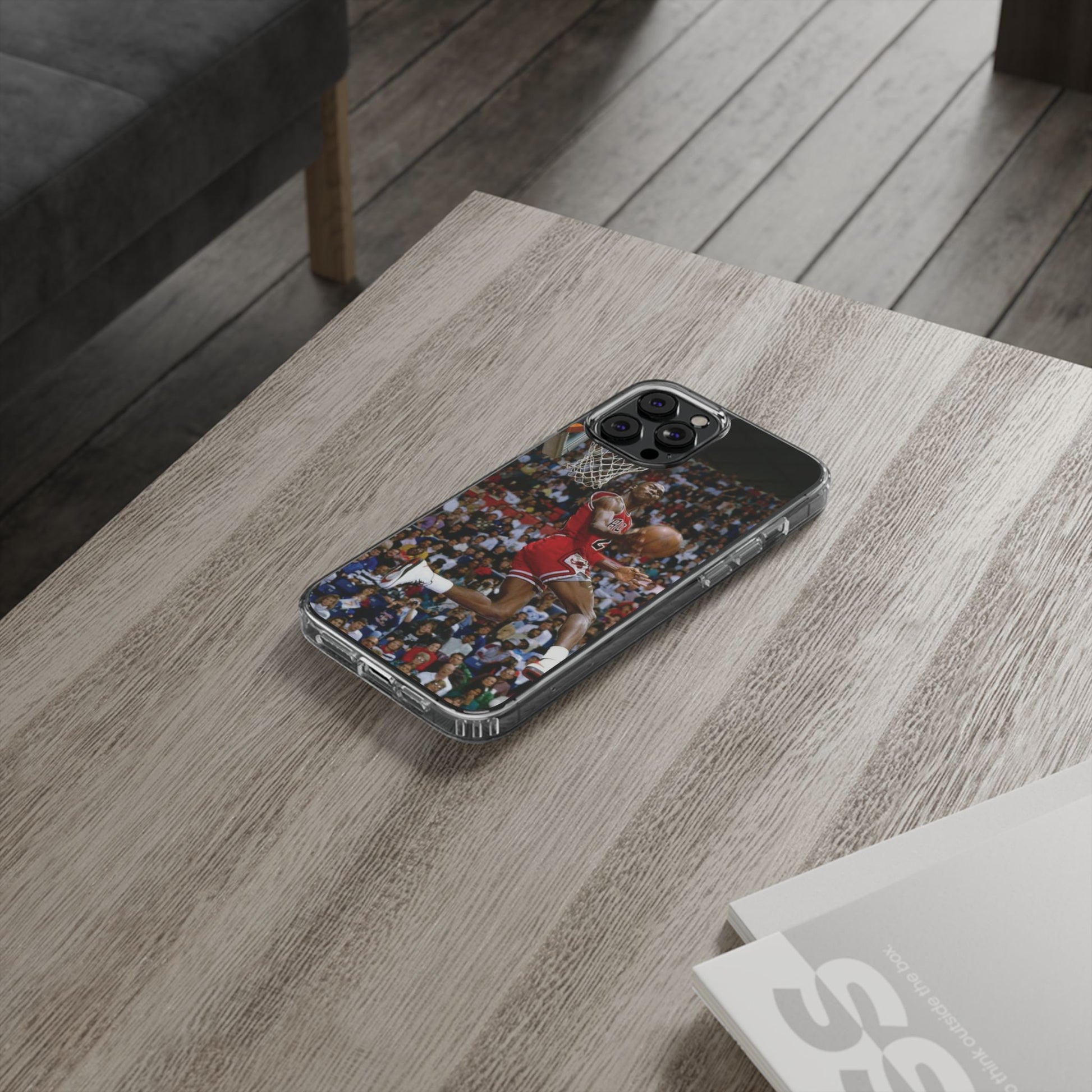 Vintage Jordan Dunk themed Basketball Inspired design Clear Phone Cases