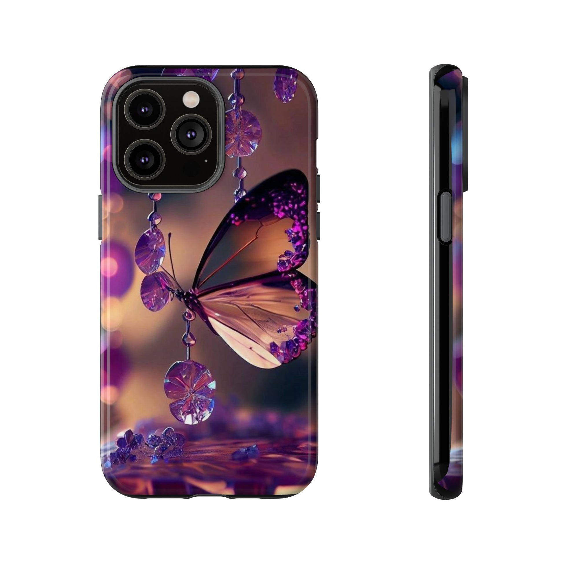 Purple Butterfly Tough Cases for iPhones, Samsung, and Pixel