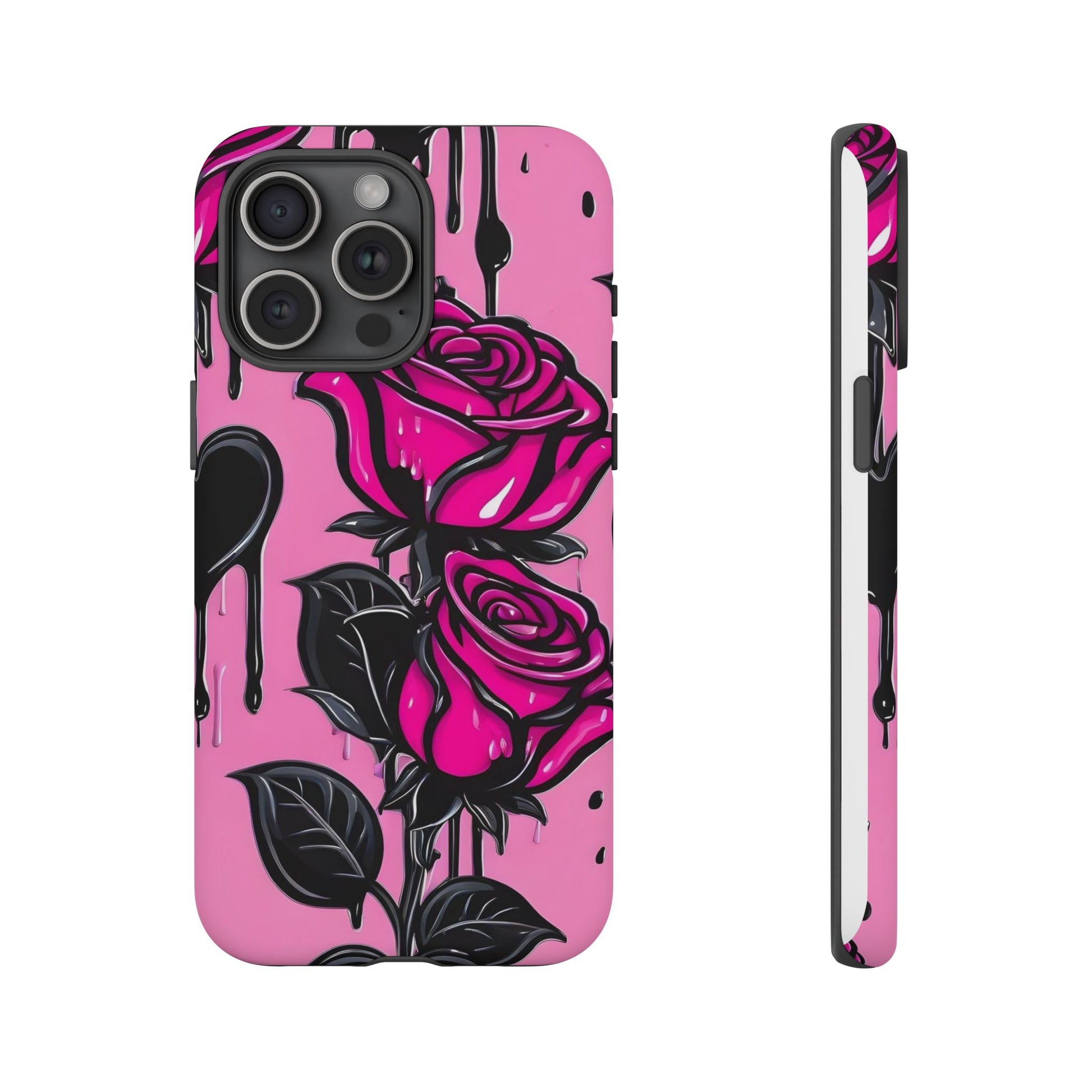 Pink Rose Tough Girly Cases for iPhones, Samsung, and Pixel