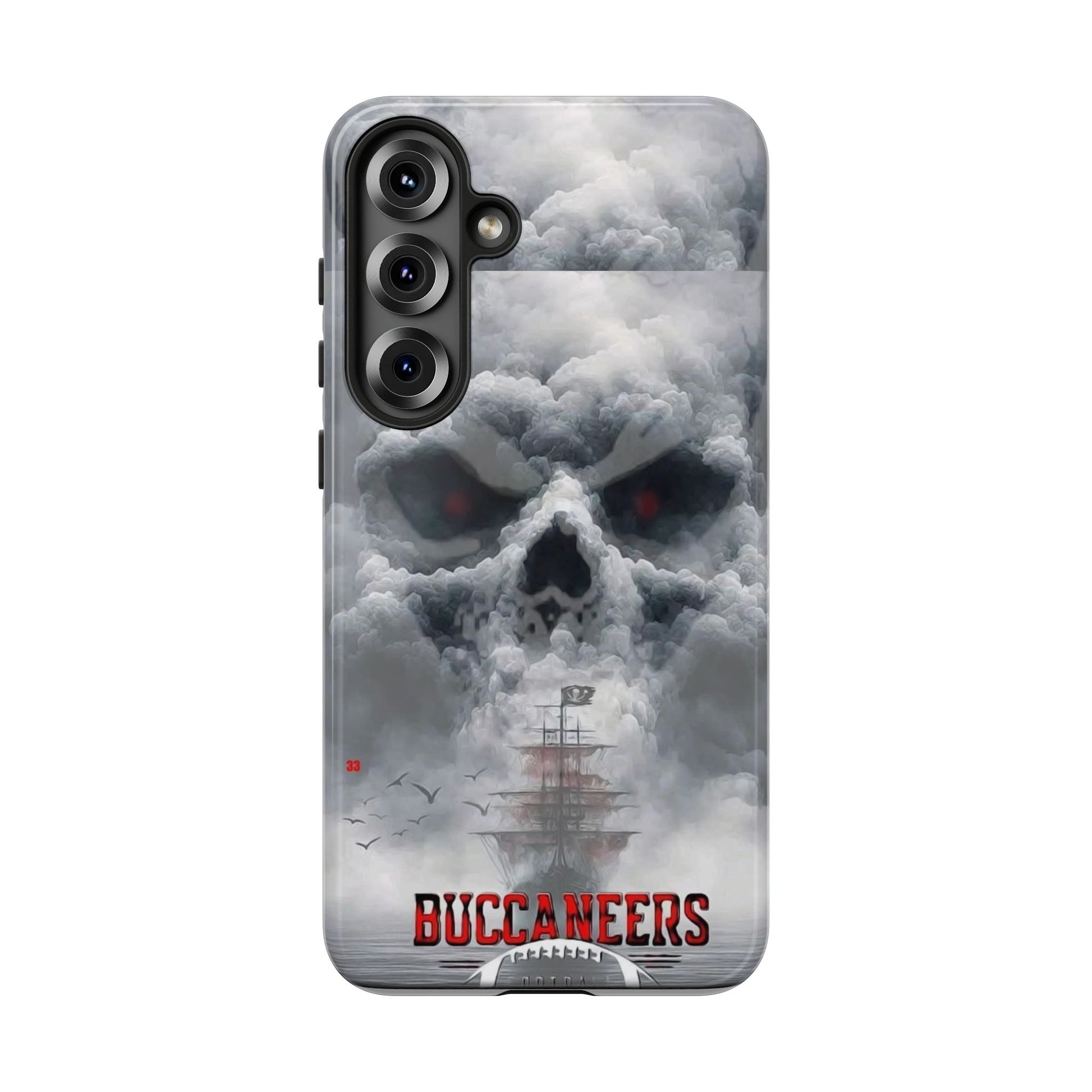 Skull Pirate Ship Football Buccaneers Tough Cases for iPhones, Samsung, and Pixel