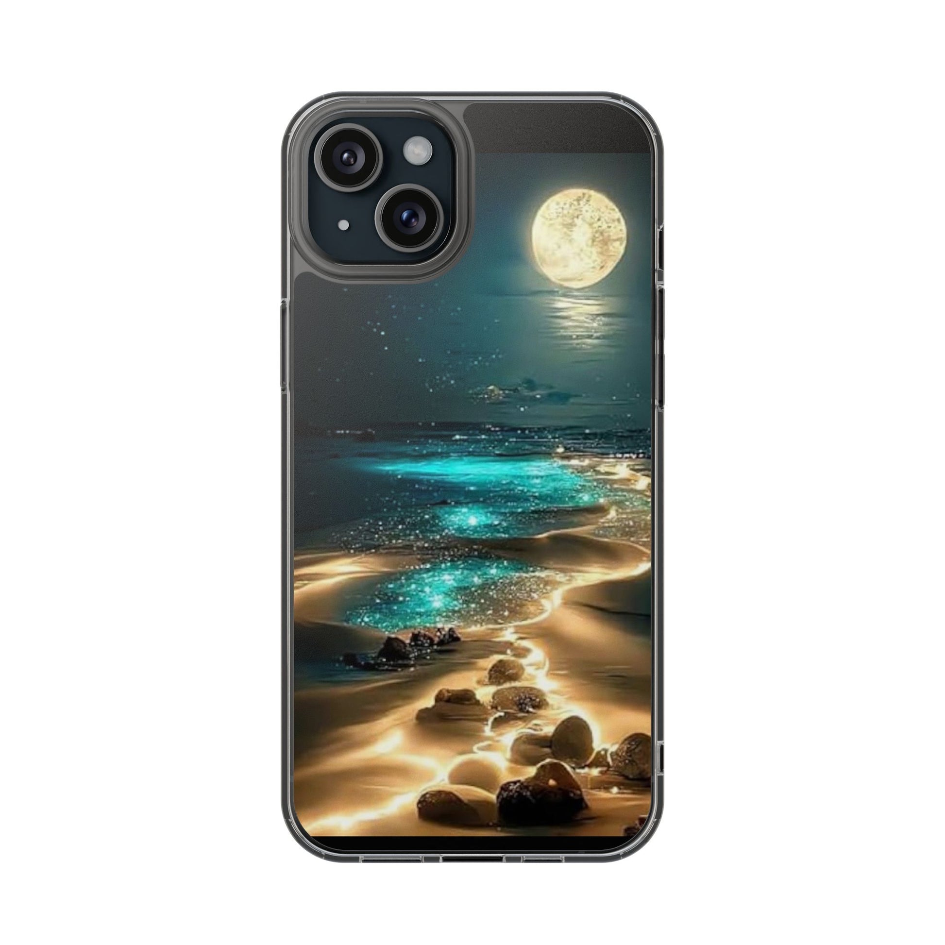 Neon Moonlight on the Beach Iphone, Samsung case