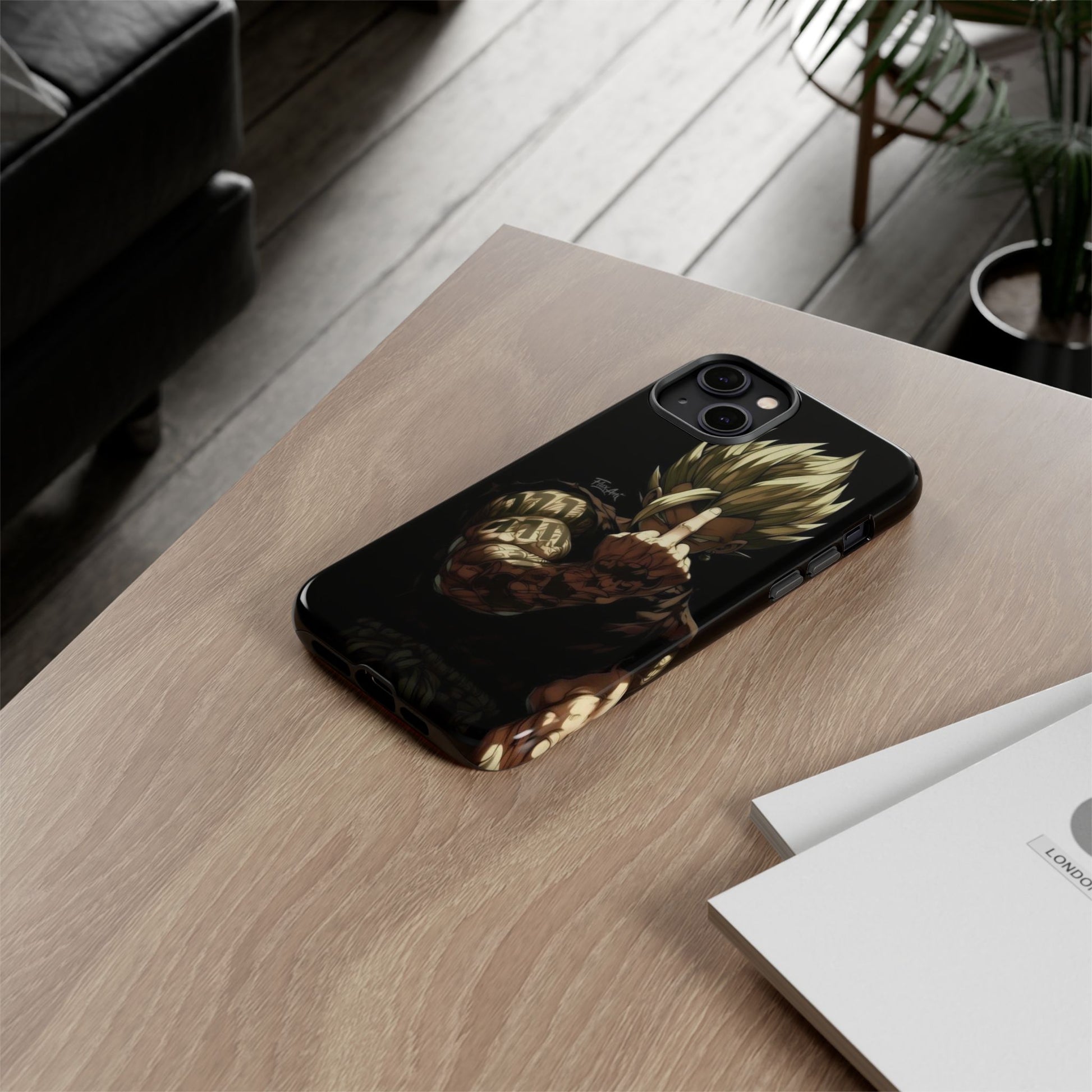 Middle Finger SS Goku Dragon Ball Z Tough Cases for iPhones, Samsung, and Pixel