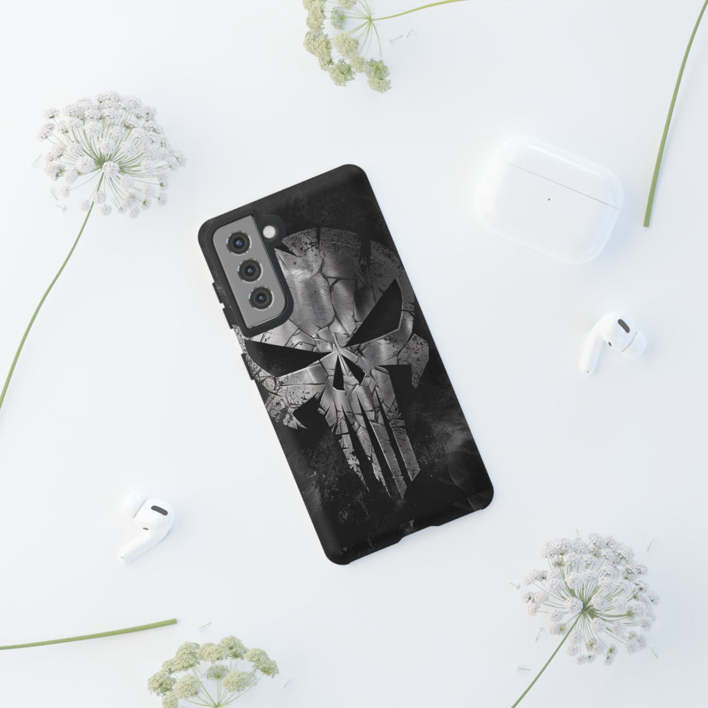 The Punisher Logo Art Tough Cases for iPhones, Samsung, and Pixel