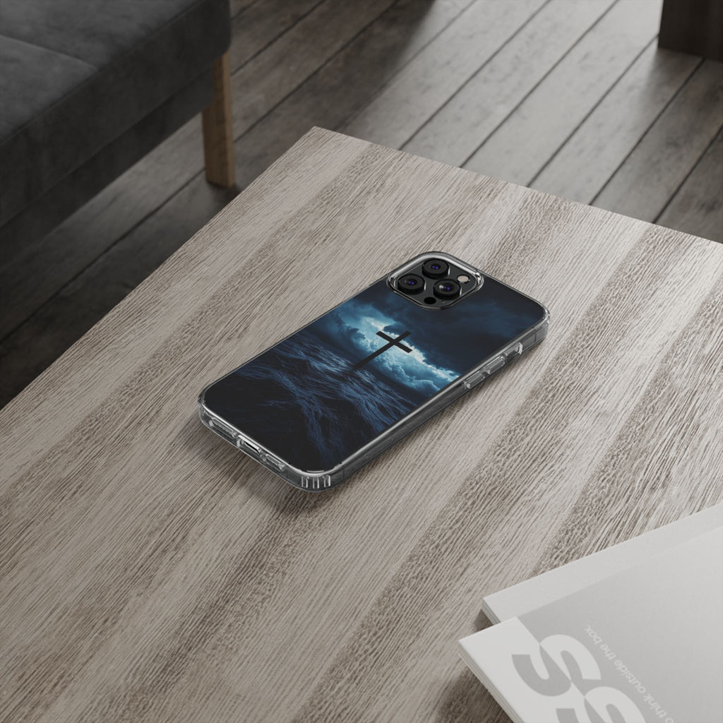 Christian Cross Storm Clear Case - Religious iPhone Samsung Cover, Faith Phone