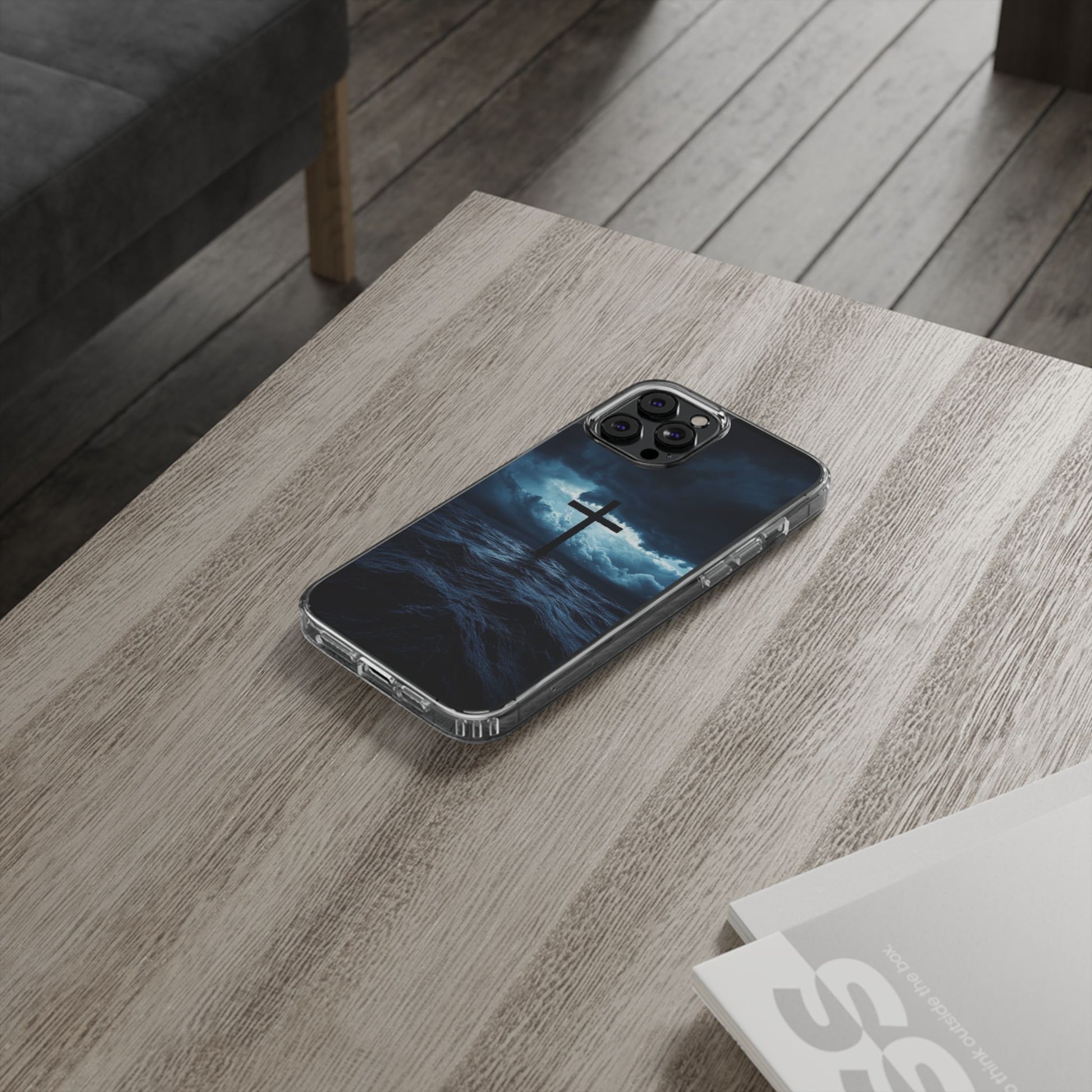 Christian Cross Storm Clear Case - Religious iPhone Samsung Cover, Faith Phone