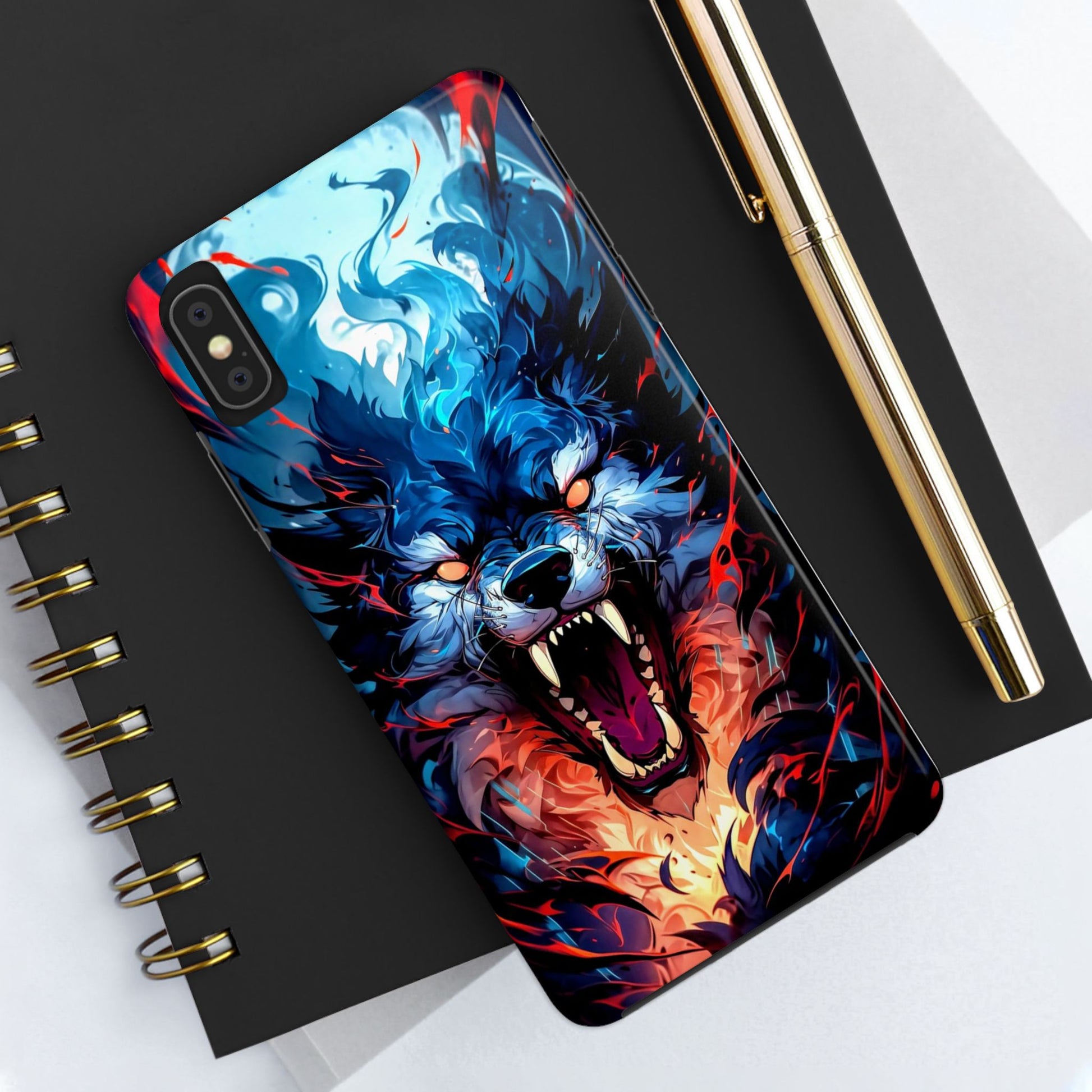 Aggressive Wolf Art Themed Tough Phone Cases for Iphones & Samsung Phones