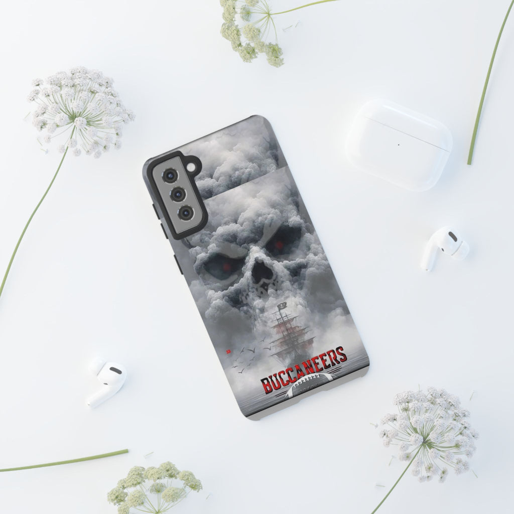 Skull Pirate Ship Football Buccaneers Tough Cases for iPhones, Samsung, and Pixel