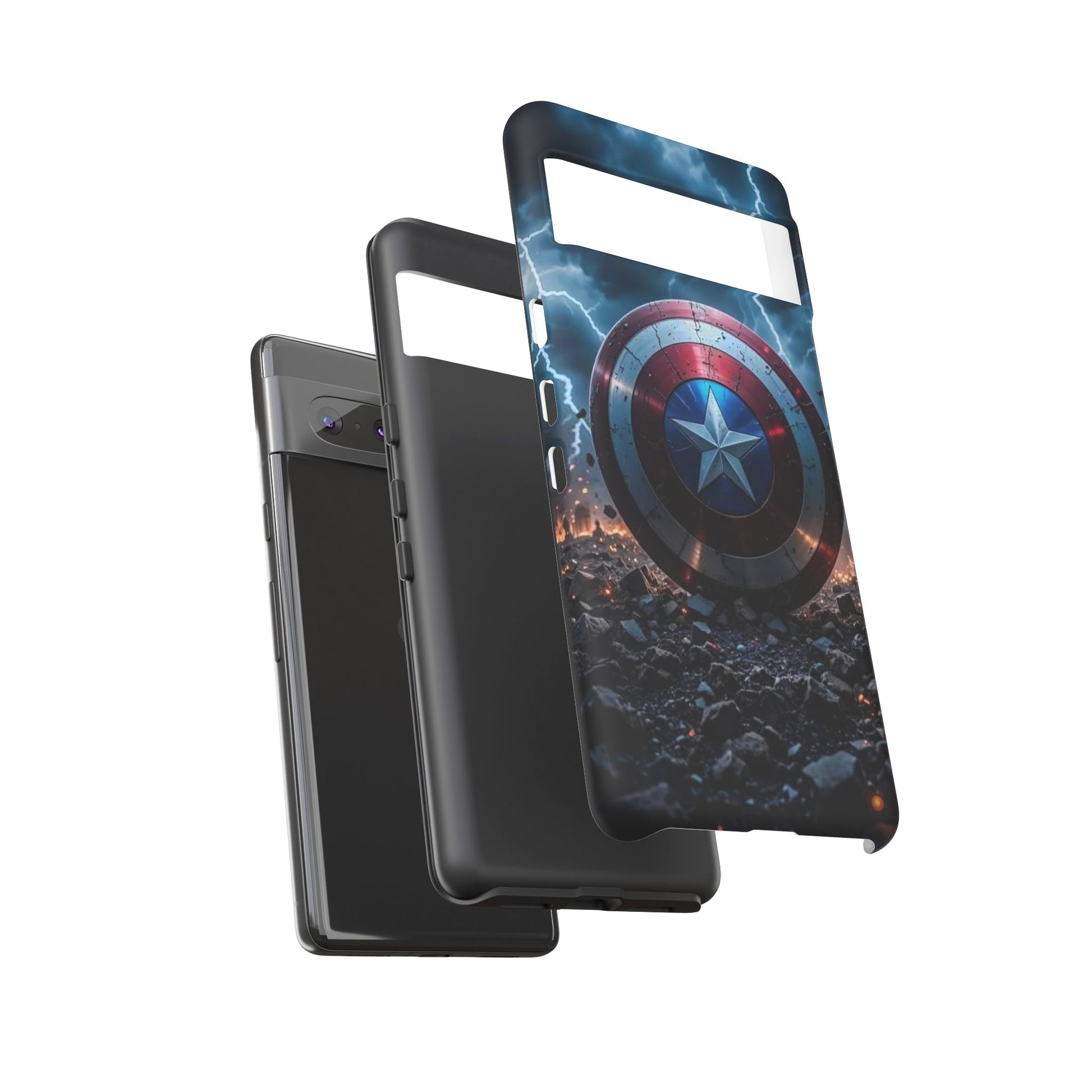 Captain America Shield Tough Cases for iPhones, Samsung, and Pixel