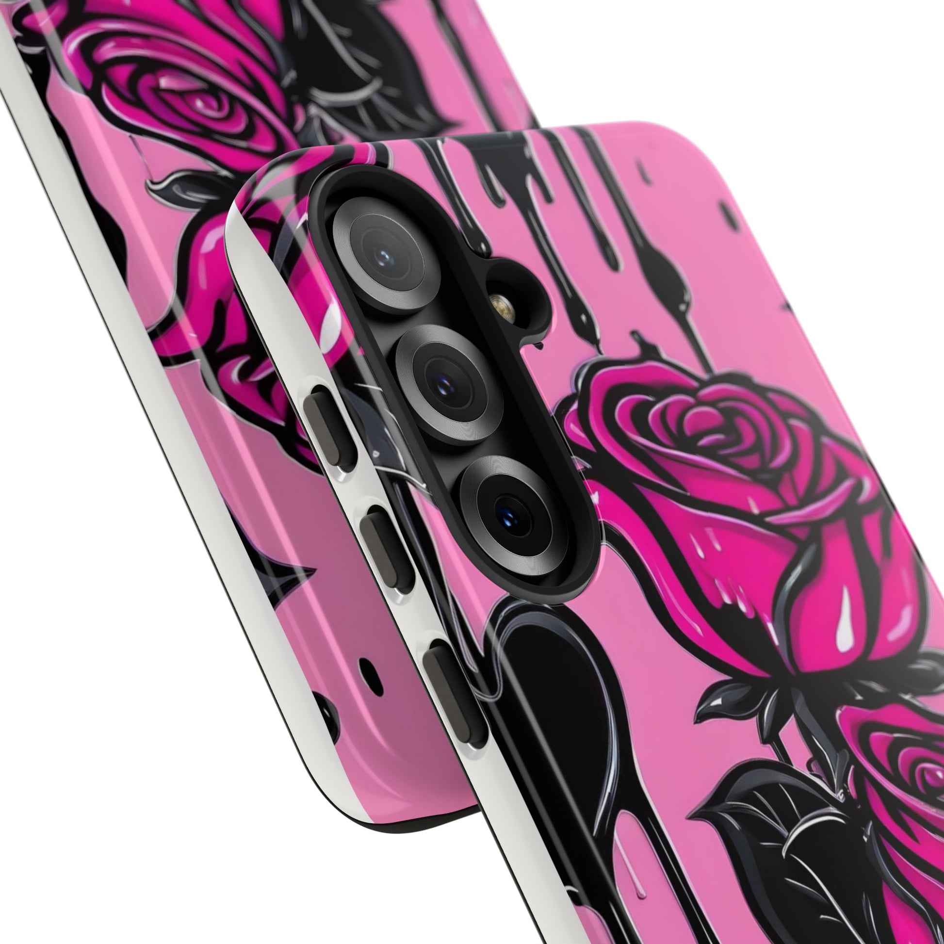 Pink Rose Tough Girly Cases for iPhones, Samsung, and Pixel