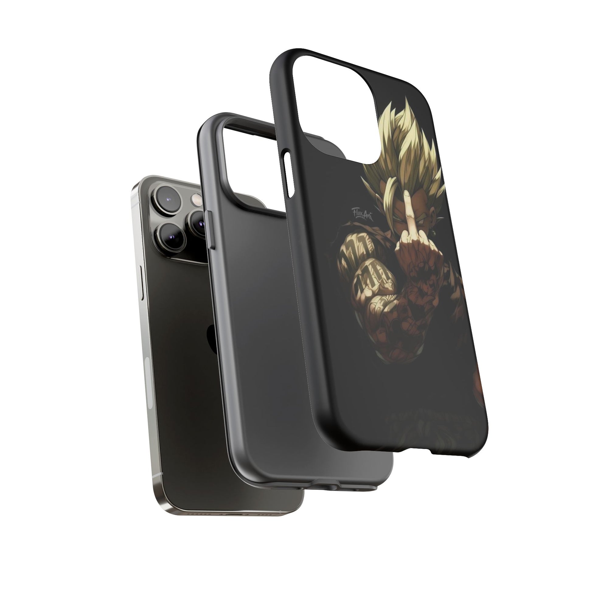 Middle Finger SS Goku Dragon Ball Z Tough Cases for iPhones, Samsung, and Pixel
