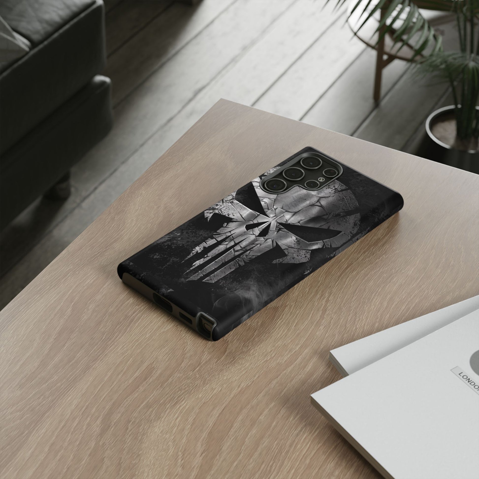 The Punisher Logo Art Tough Cases for iPhones, Samsung, and Pixel