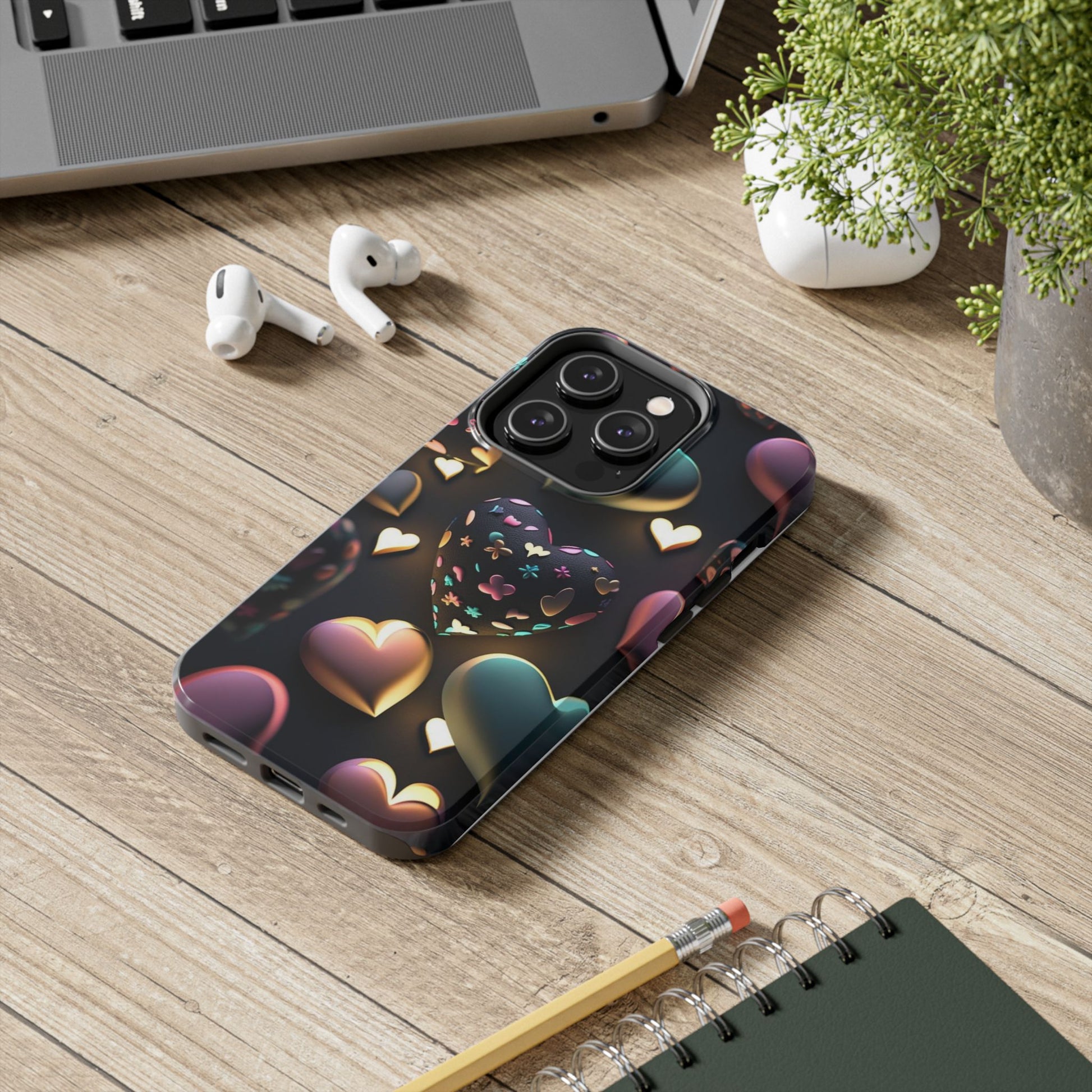Floating Hearts Themed Tough Phone Cases for Iphones & Samsung Phones