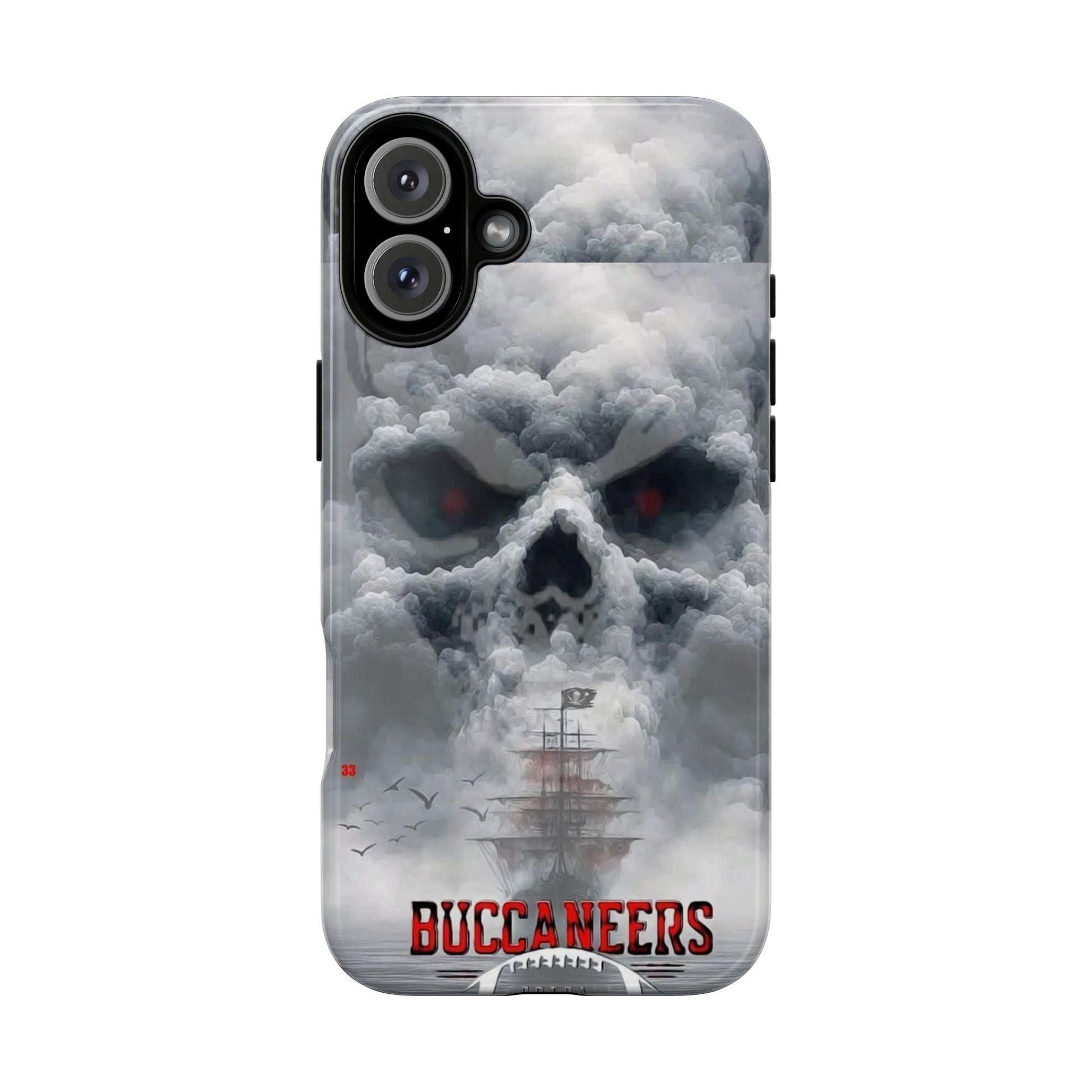 Skull Pirate Ship Football Buccaneers Tough Cases for iPhones, Samsung, and Pixel