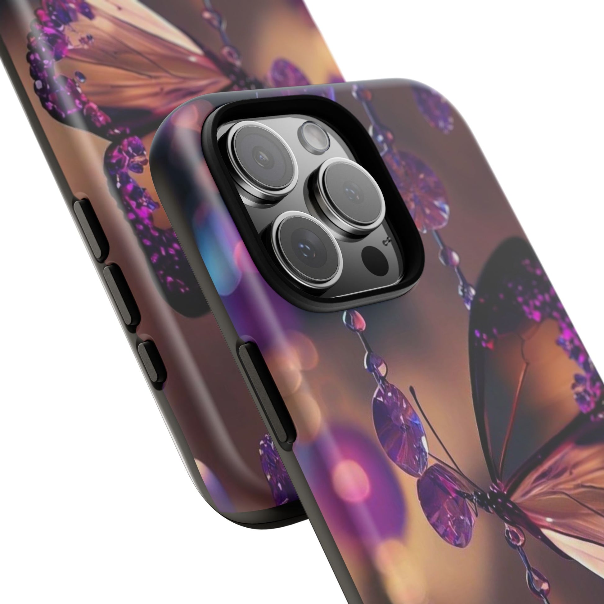 Purple Butterfly Tough Cases for iPhones, Samsung, and Pixel