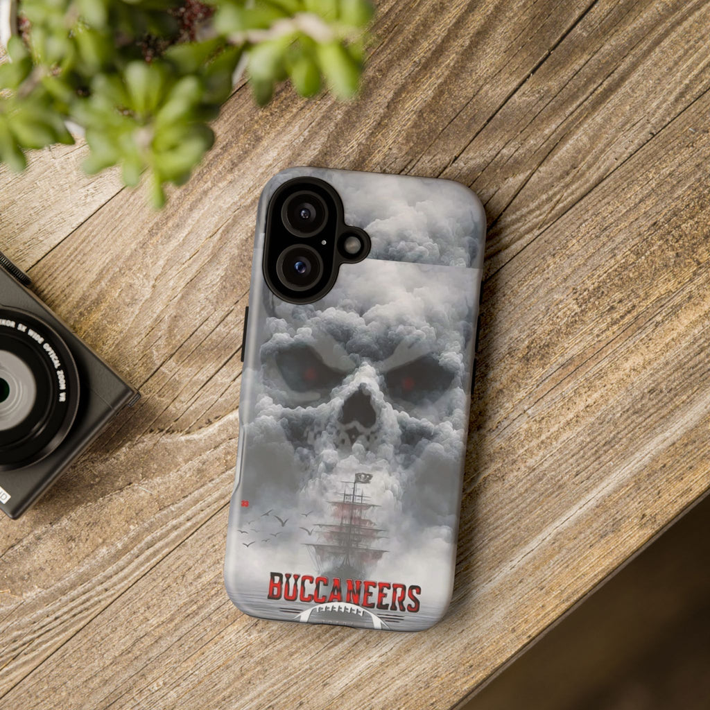Skull Pirate Ship Football Buccaneers Tough Cases for iPhones, Samsung, and Pixel