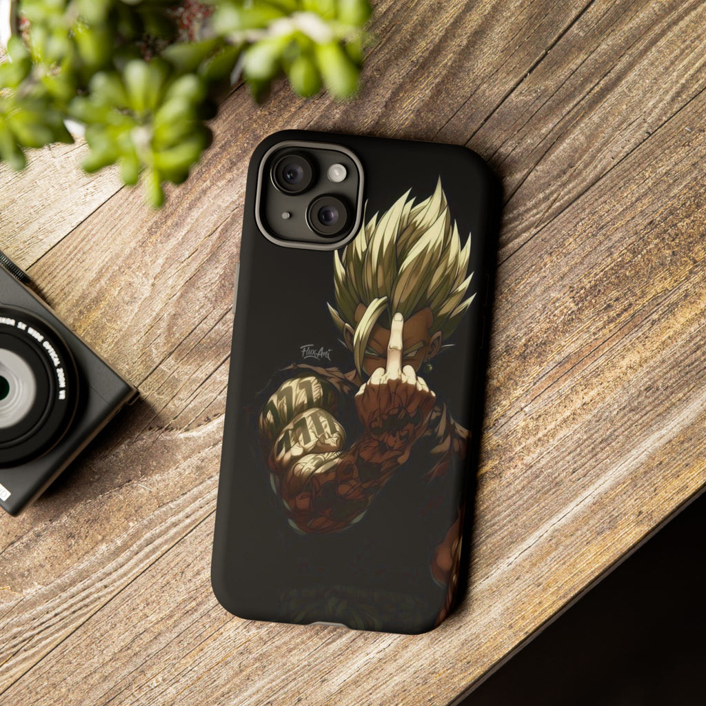 Middle Finger SS Goku Dragon Ball Z Tough Cases for iPhones, Samsung, and Pixel