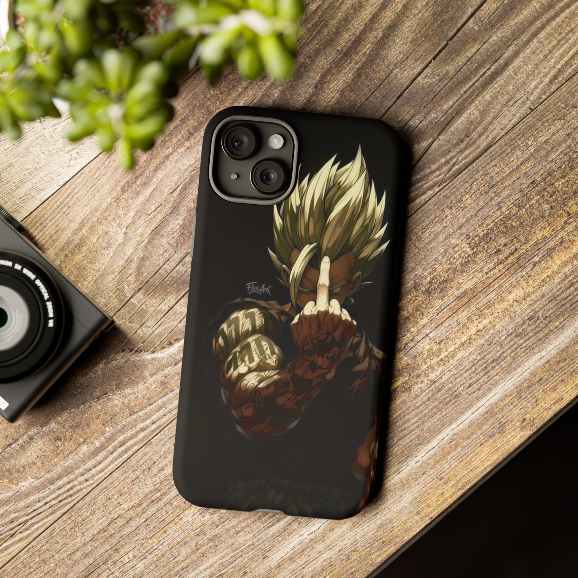Middle Finger SS Goku Dragon Ball Z Tough Cases for iPhones, Samsung, and Pixel