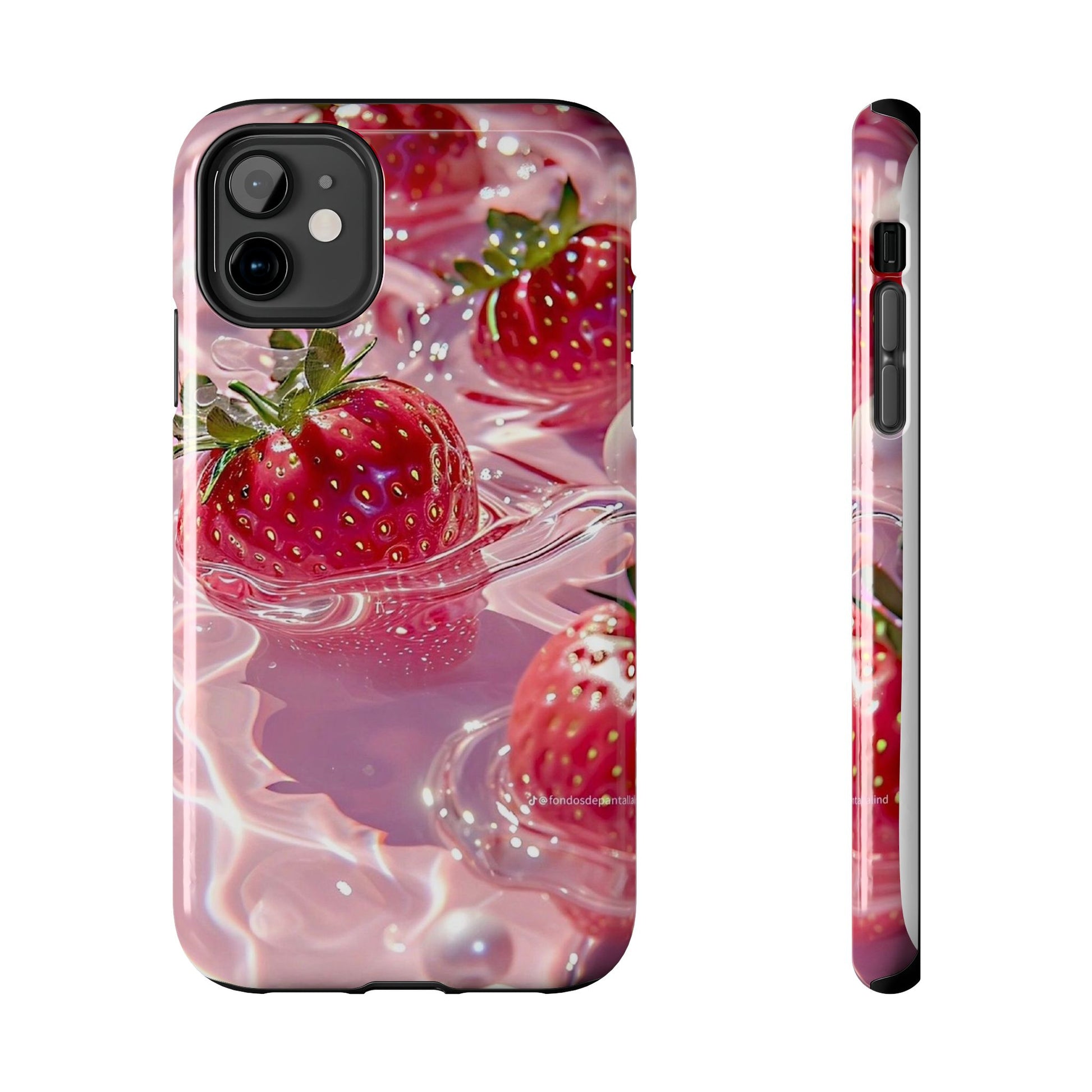 Floating Strawberries Themed Tough Phone Cases for Iphones & Samsung Phones