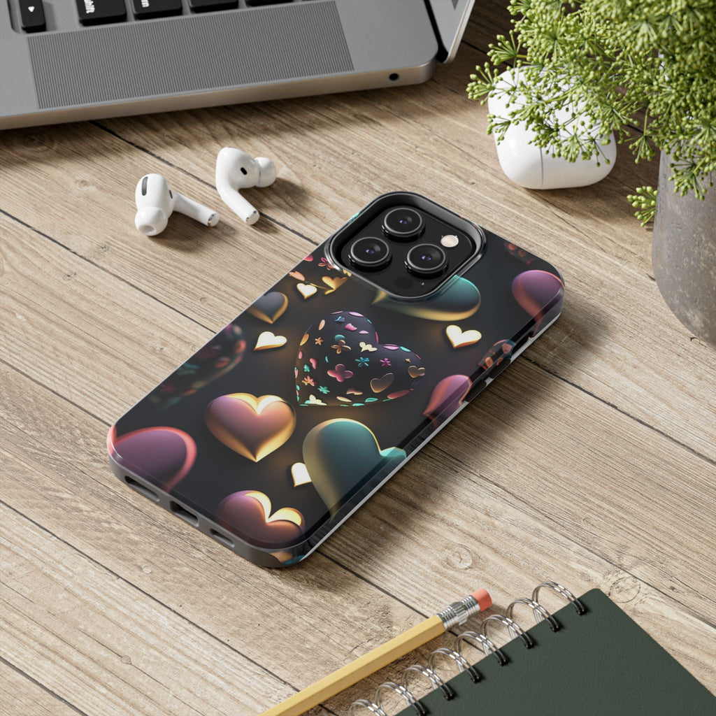 Floating Hearts Themed Tough Phone Cases for Iphones & Samsung Phones