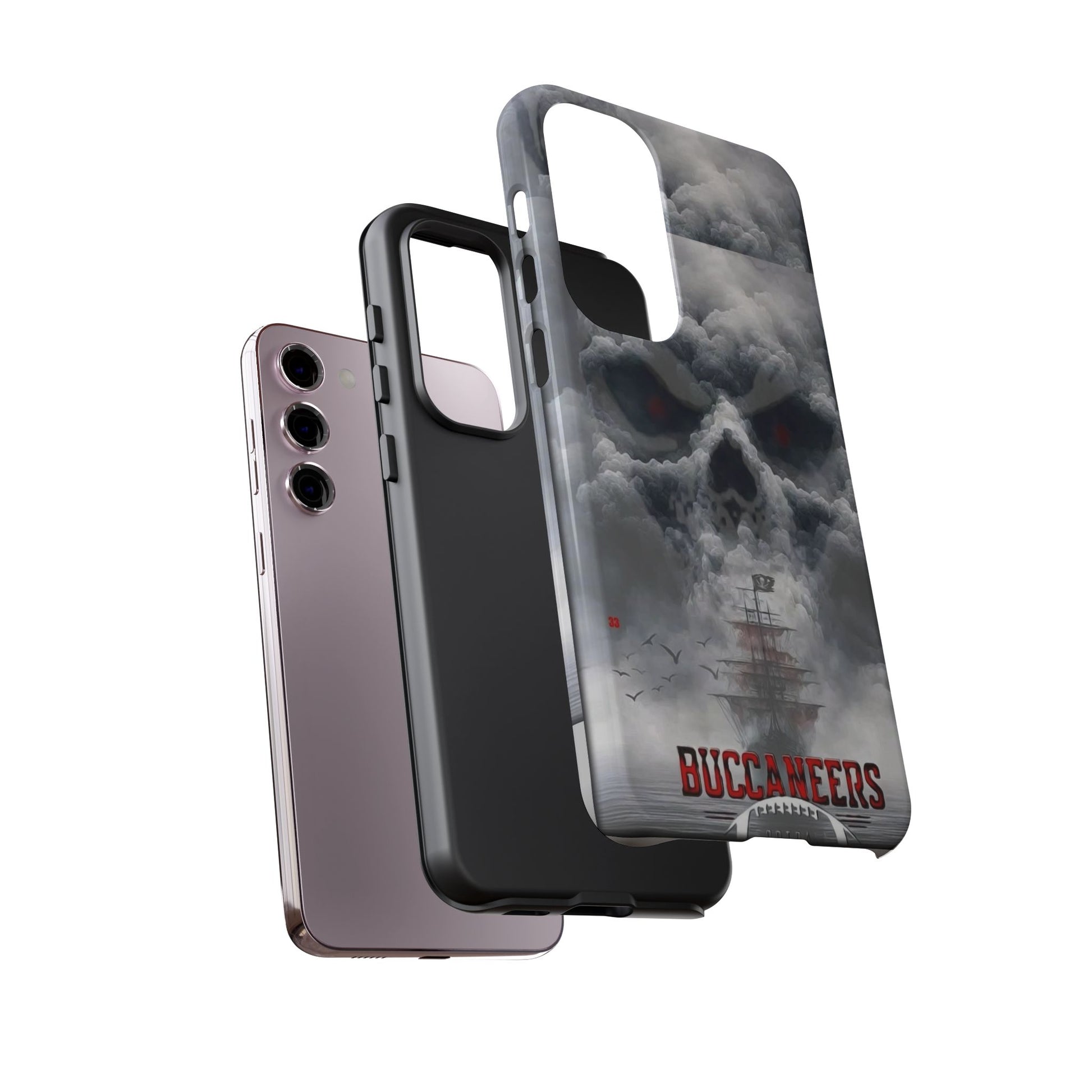 Skull Pirate Ship Football Buccaneers Tough Cases for iPhones, Samsung, and Pixel