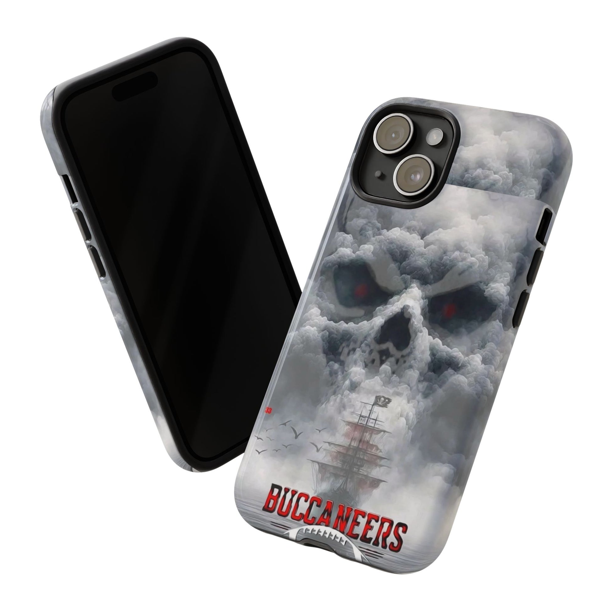 Skull Pirate Ship Football Buccaneers Tough Cases for iPhones, Samsung, and Pixel
