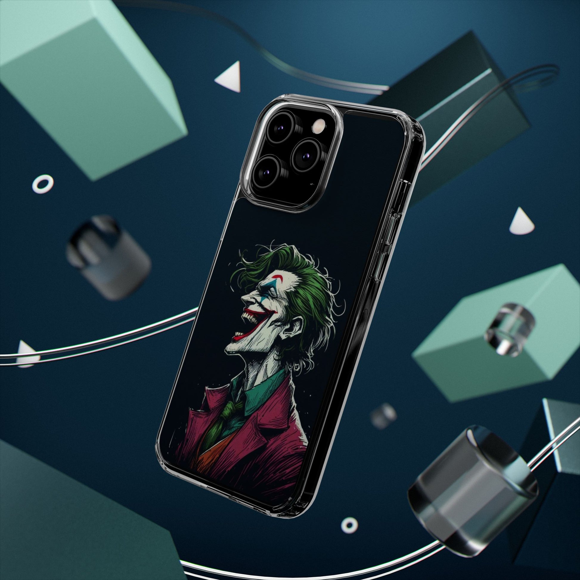 Phone Case, Comic book Inspired Design Joker Laughing, Clear Phone Cover