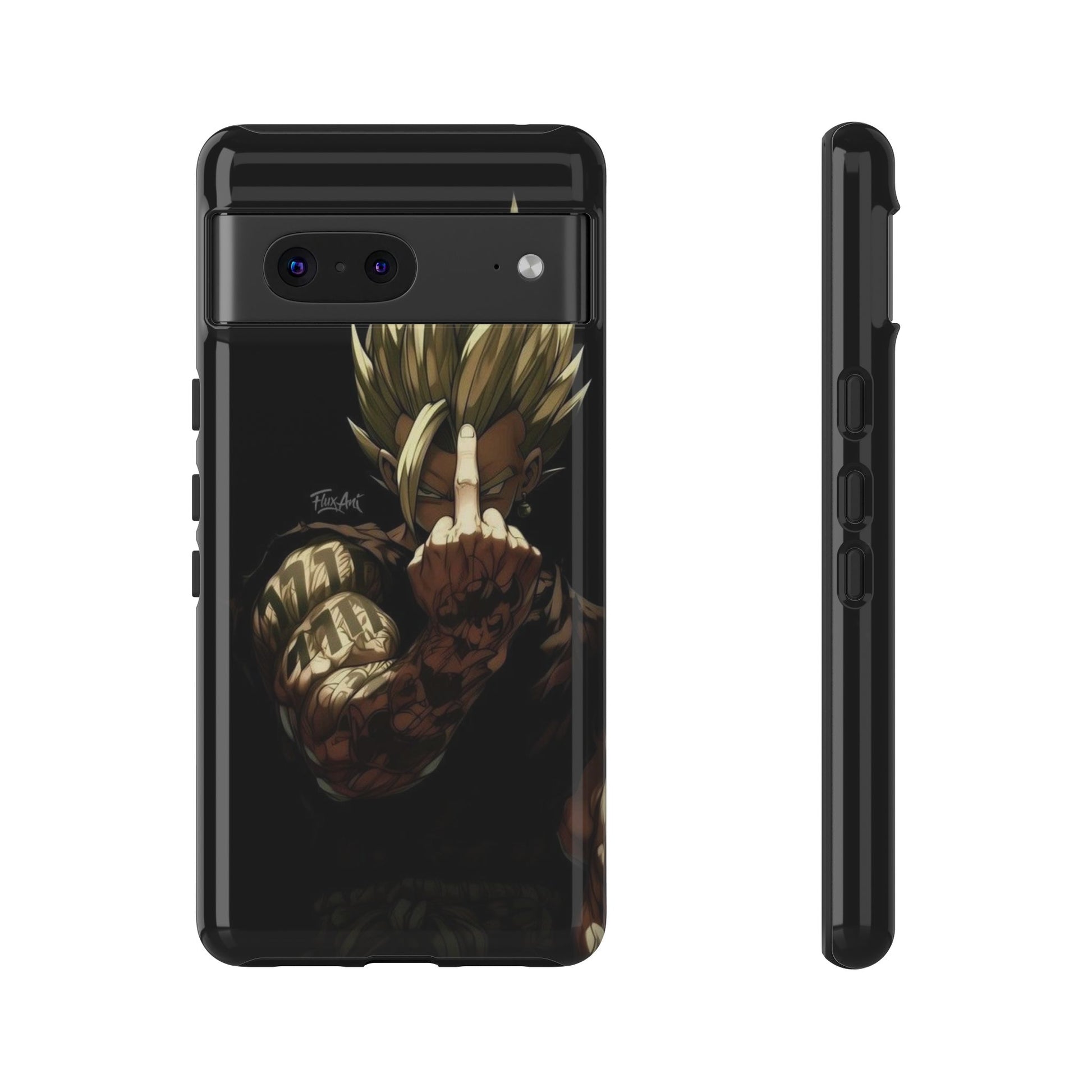 Middle Finger SS Goku Dragon Ball Z Tough Cases for iPhones, Samsung, and Pixel