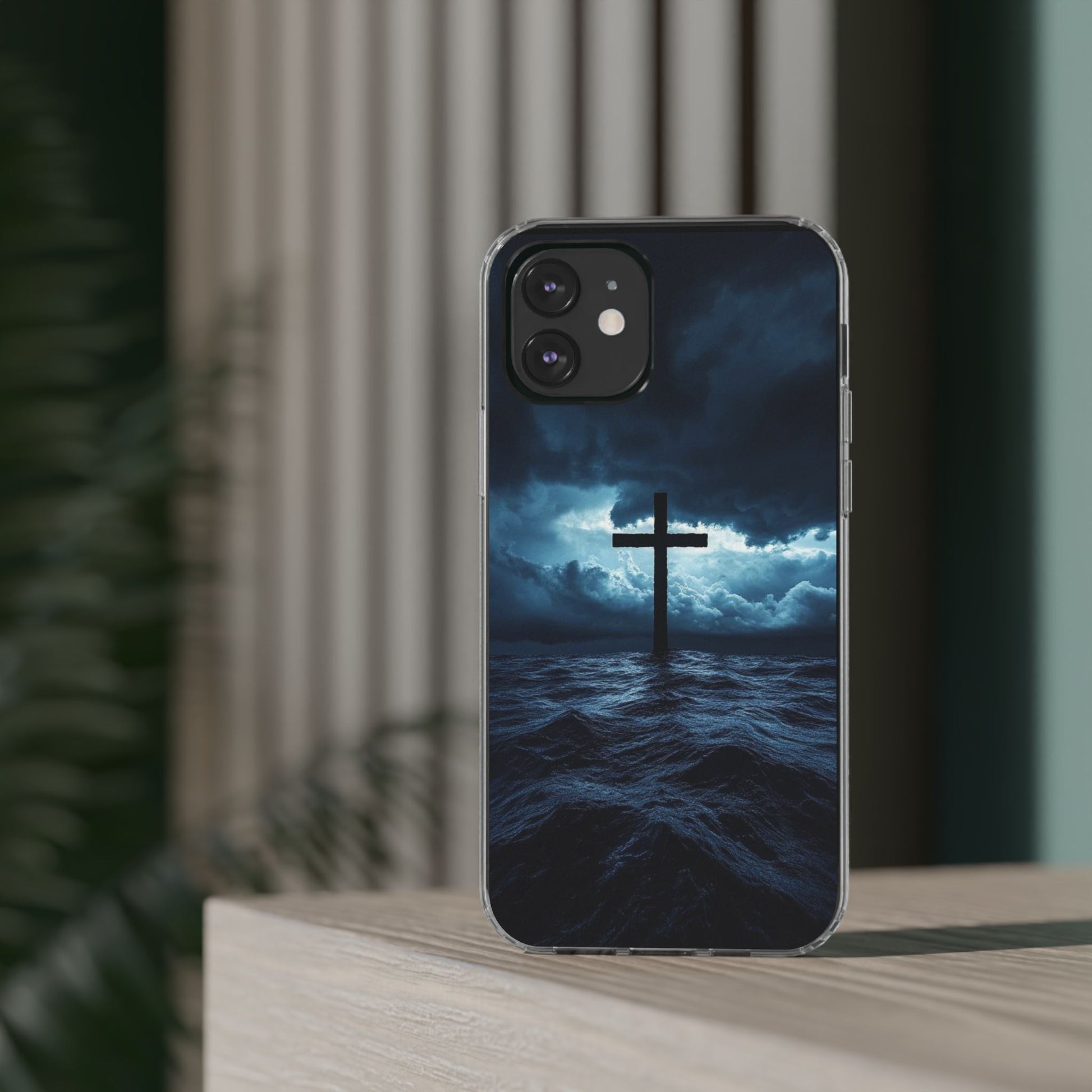 Christian Cross Storm Clear Case - Religious iPhone Samsung Cover, Faith Phone