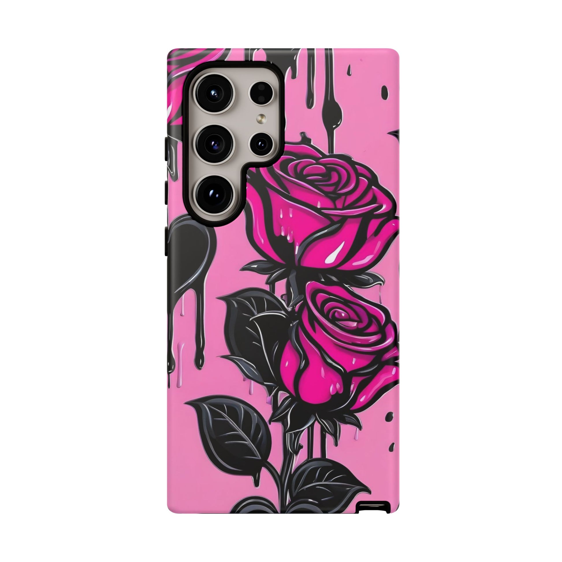 Pink Rose Tough Girly Cases for iPhones, Samsung, and Pixel
