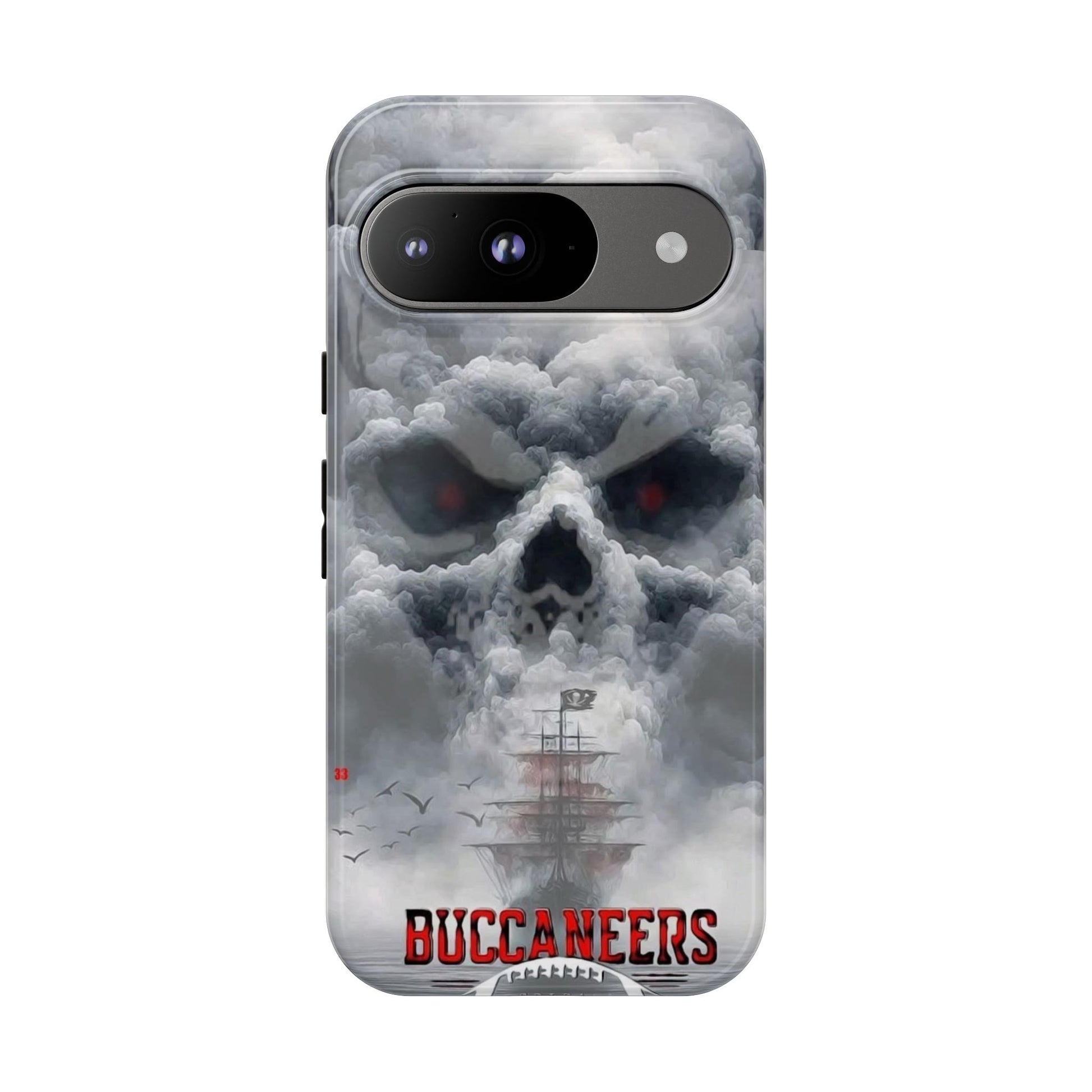 Skull Pirate Ship Football Buccaneers Tough Cases for iPhones, Samsung, and Pixel