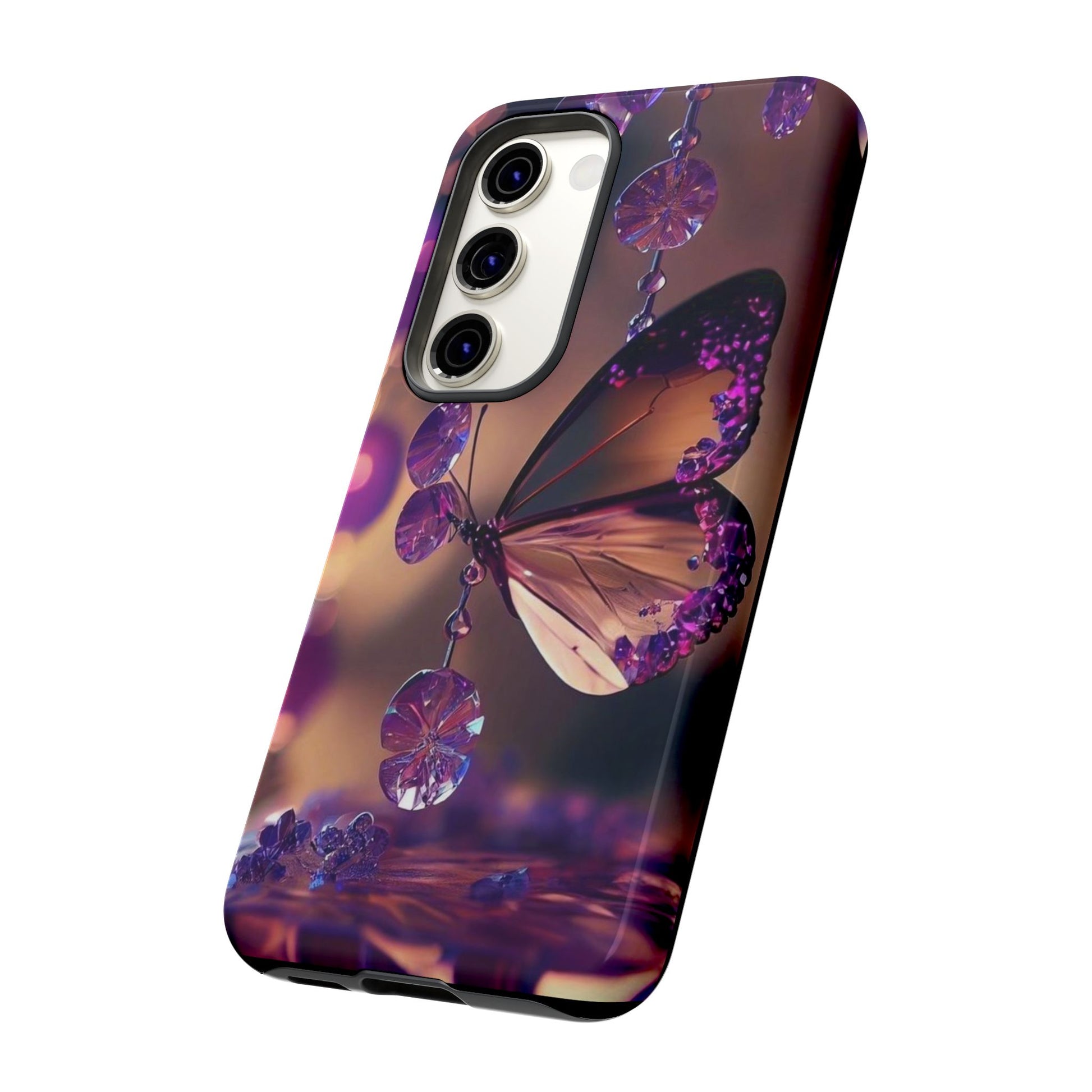 Purple Butterfly Tough Cases for iPhones, Samsung, and Pixel