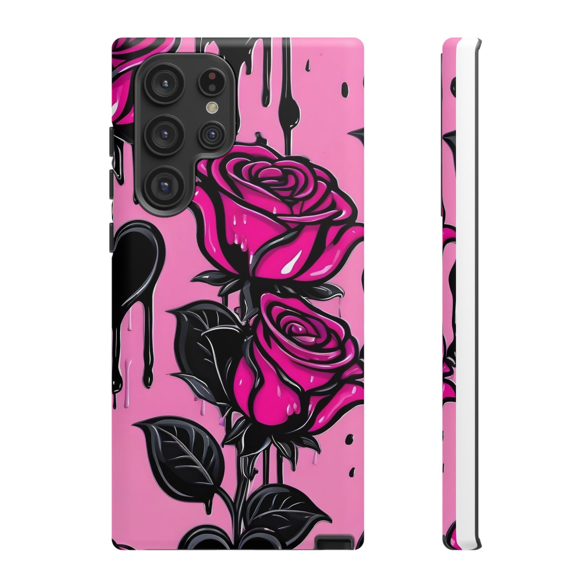 Pink Rose Tough Girly Cases for iPhones, Samsung, and Pixel
