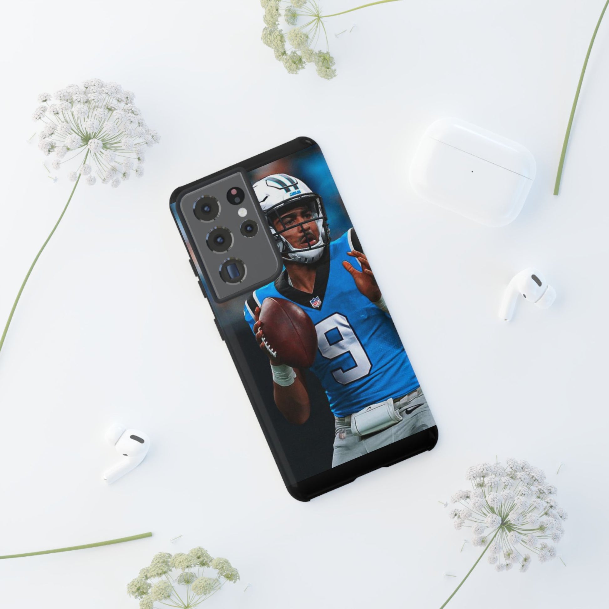 Carolina Panthers Bryce Young Football Tough Cases for iPhones, Samsung, and Pixel