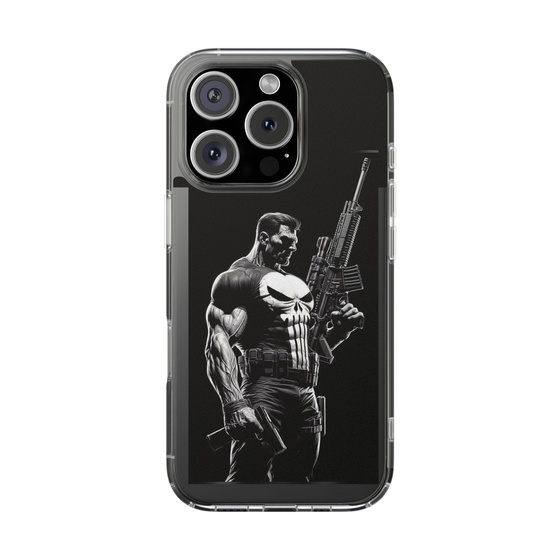 Phone Case, Comic book Inspired Design Punisher, Clear Phone Cover, Funny