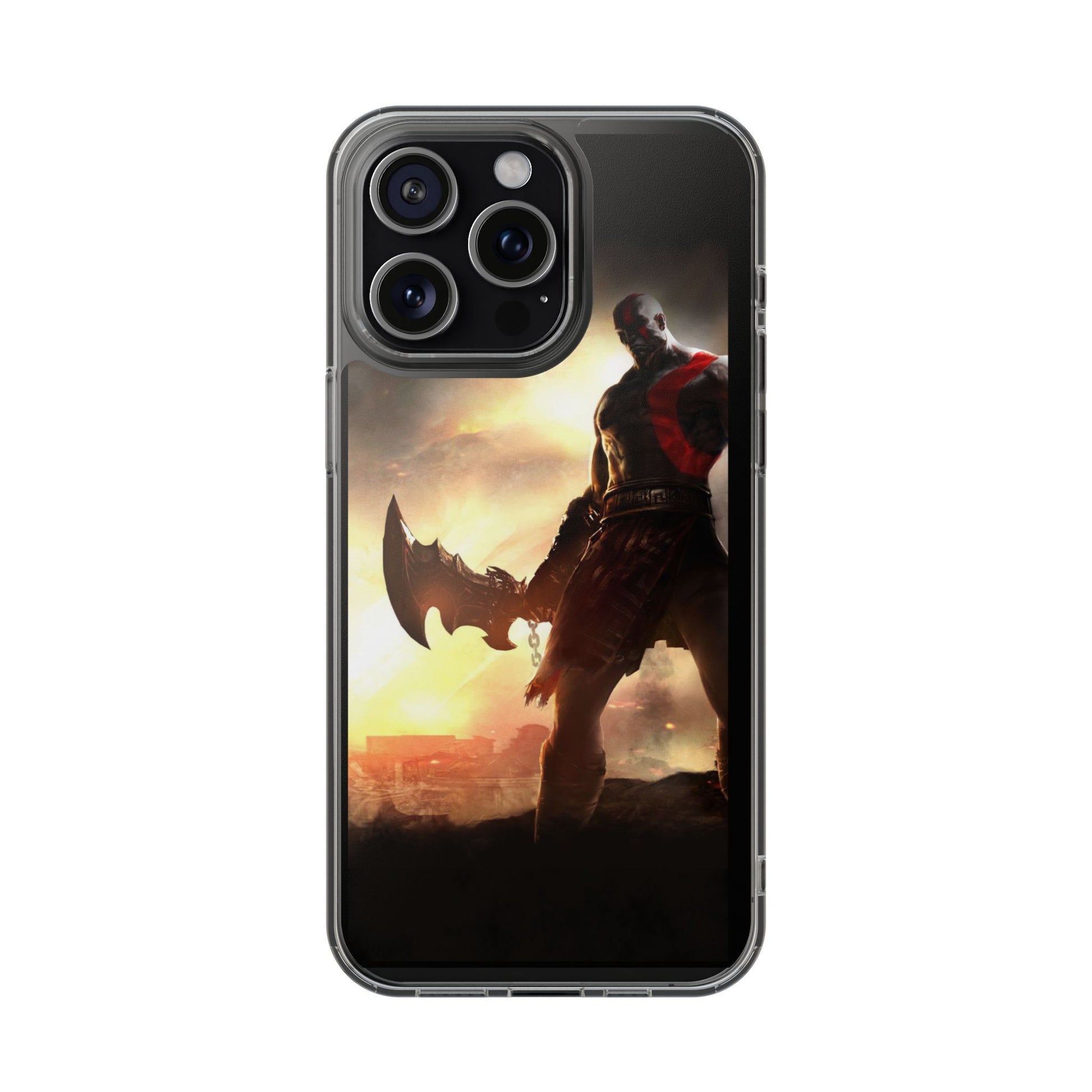 Phone Case, Gaming Inspired War God Clear Case for Gamers, PS4 Fans,