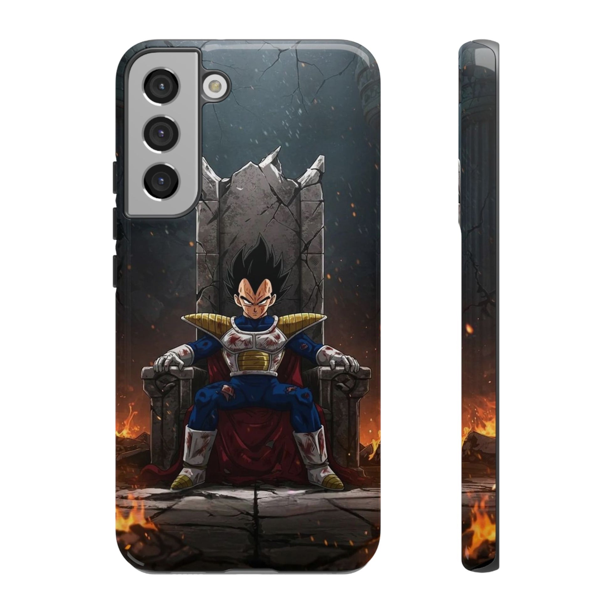 Vegeta on Throne DBZ Theme Tough Cases for iPhones, Samsung, and Pixel