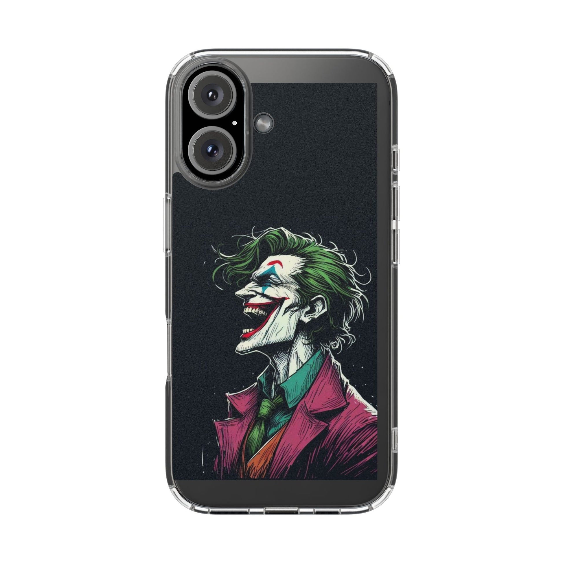 Phone Case, Comic book Inspired Design Joker Laughing, Clear Phone Cover