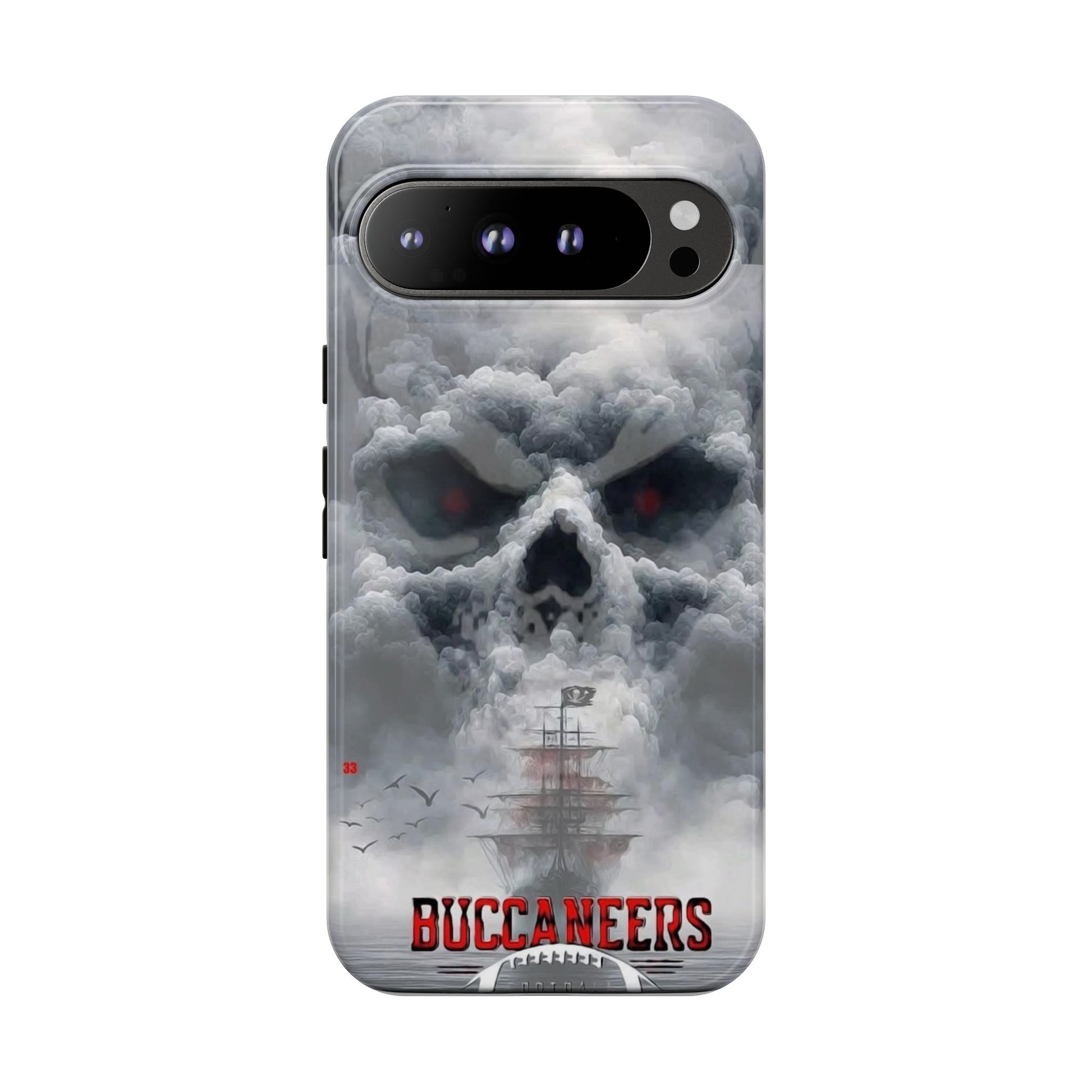 Skull Pirate Ship Football Buccaneers Tough Cases for iPhones, Samsung, and Pixel