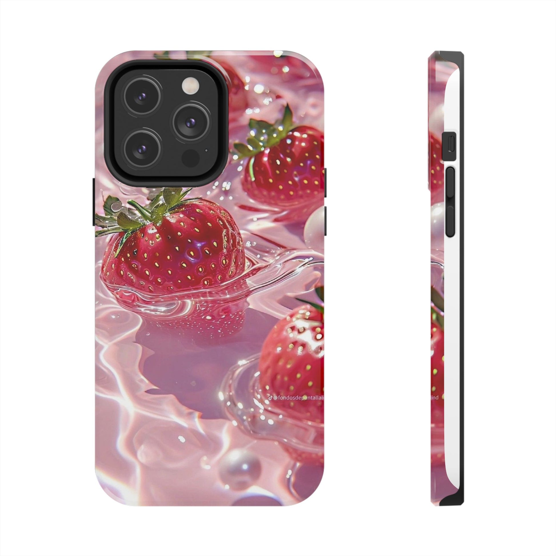 Floating Strawberries Themed Tough Phone Cases for Iphones & Samsung Phones