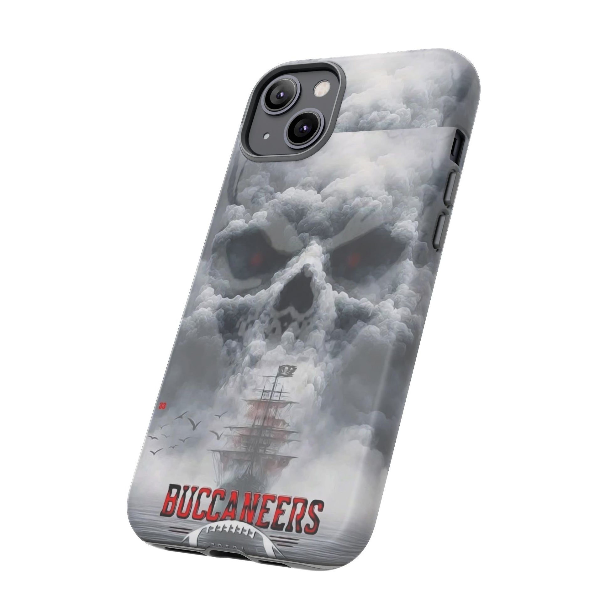 Skull Pirate Ship Football Buccaneers Tough Cases for iPhones, Samsung, and Pixel