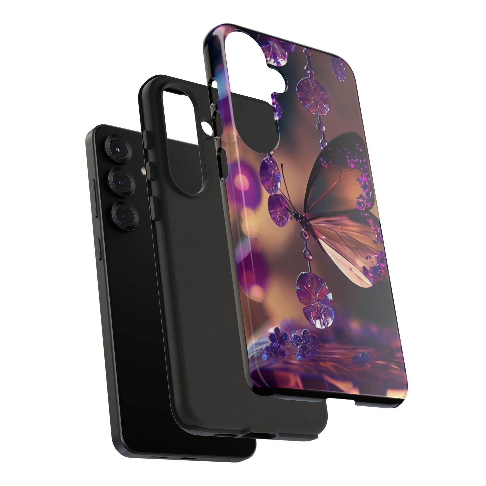 Purple Butterfly Tough Cases for iPhones, Samsung, and Pixel