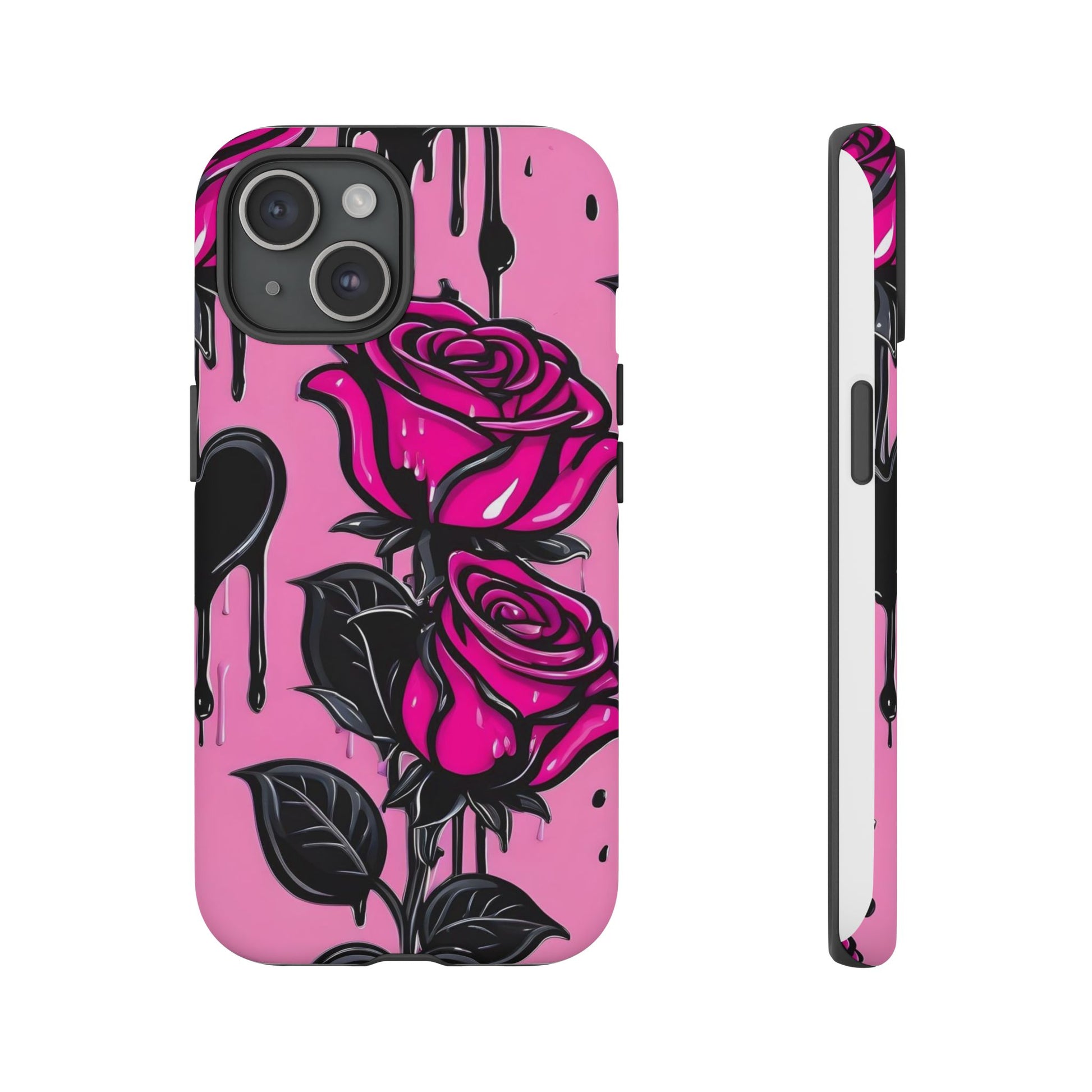 Pink Rose Tough Girly Cases for iPhones, Samsung, and Pixel
